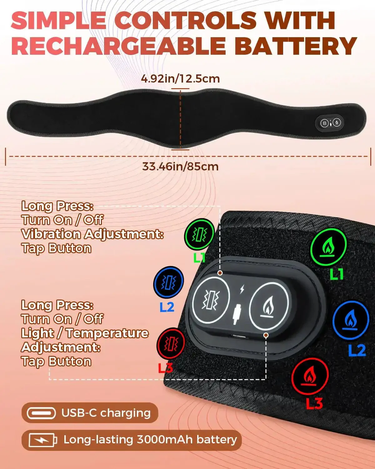 Red Light Therapy Belt For Neck And Shoulders That Also Treats The Rest Of Your Body All Day Cordless Infrared Heating Pad With Vibration Portable Massager With 660nm And 850nm For Fast Relief At Home - Image 4