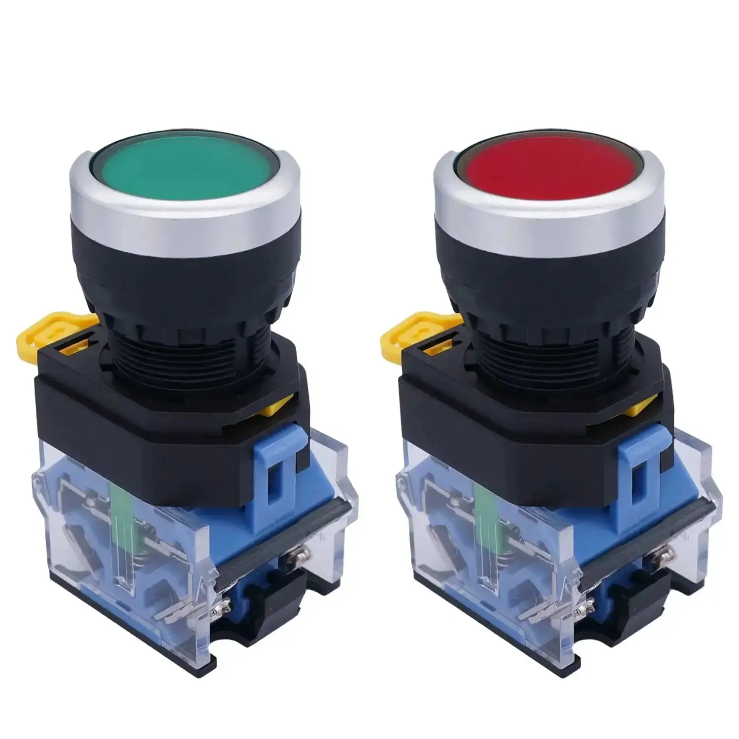 Red Mushroom Emergency Stop Push Button Switch, Self-Locking Latching Rotary, 3 Positions, 2NO, 10A 440V, 1NO 1NC Contacts, Station Box Mount, No Light Function, Heavy Duty Red Stop Button for Industrial Control and Selector Applications - Image 4
