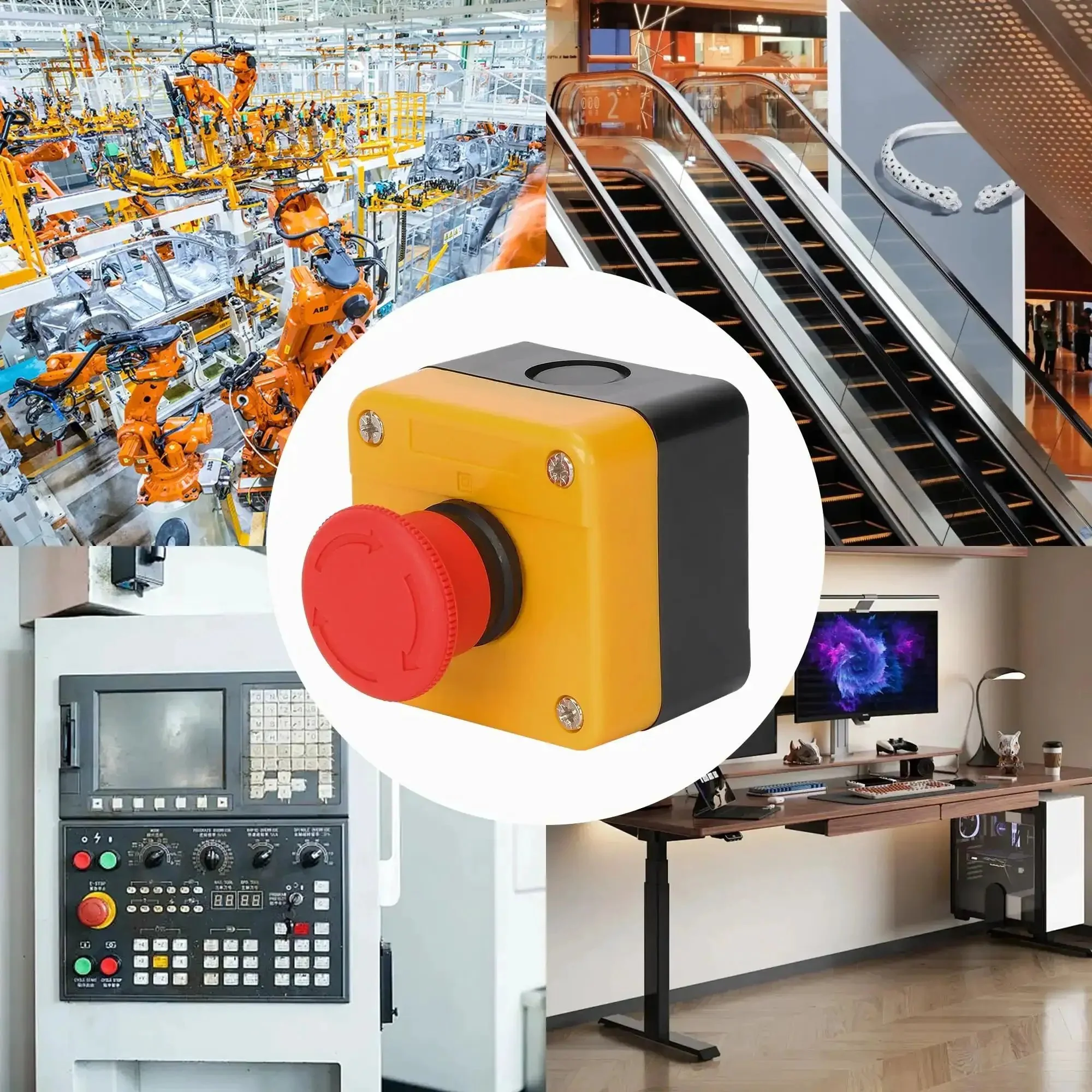 Red Mushroom Head Emergency Stop Push Button Switch With Weatherproof Enclosure, 660V 10A, IP65 Industrial E Stop, 1NO1NC, Instant Power Cutoff, Twist To Reset, Built For Rough Environments And Quick Shutdown - Image 2