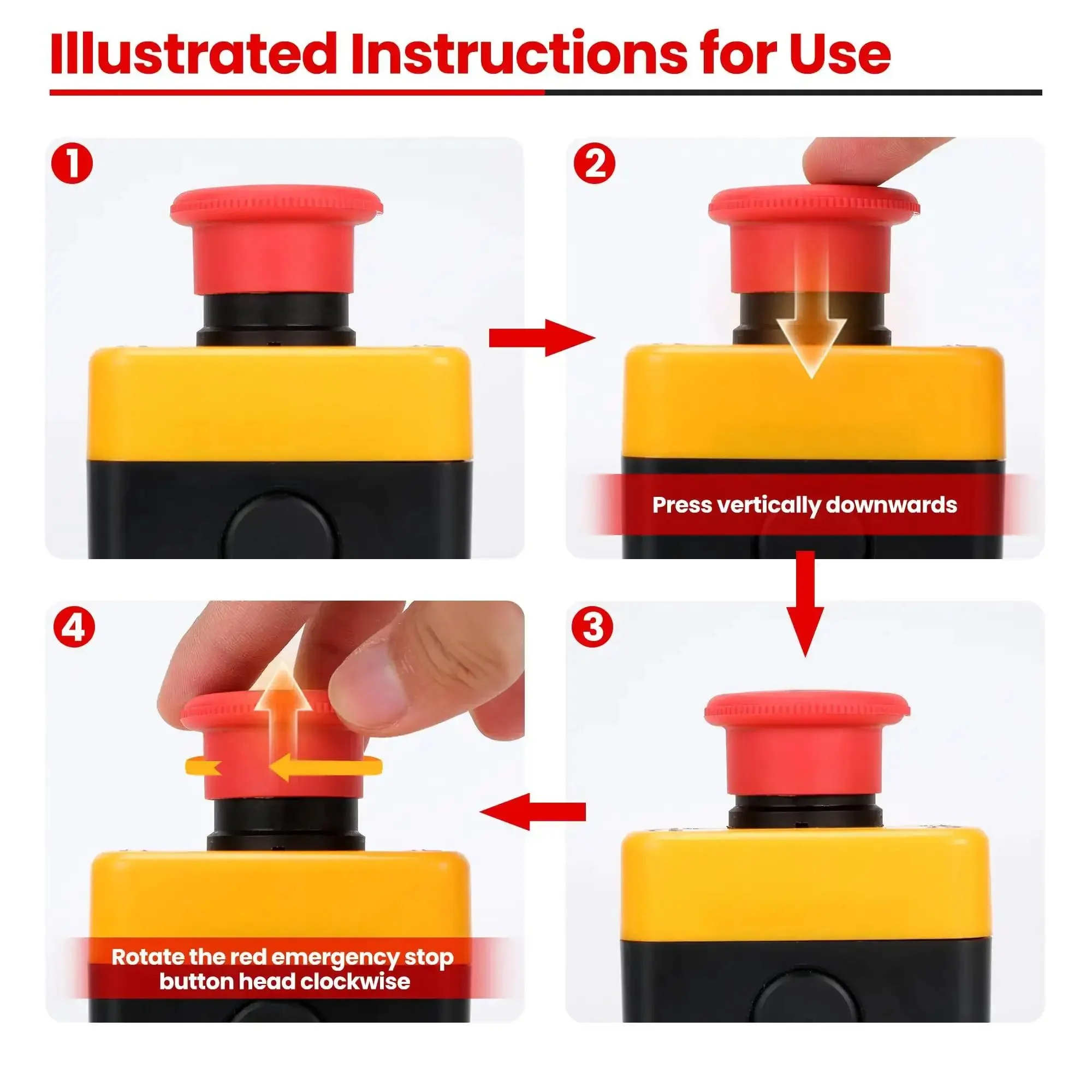 Red Mushroom Head Emergency Stop Push Button Switch With Weatherproof Enclosure, 660V 10A, IP65 Industrial E Stop, 1NO1NC, Instant Power Cutoff, Twist To Reset, Built For Rough Environments And Quick Shutdown - Image 4