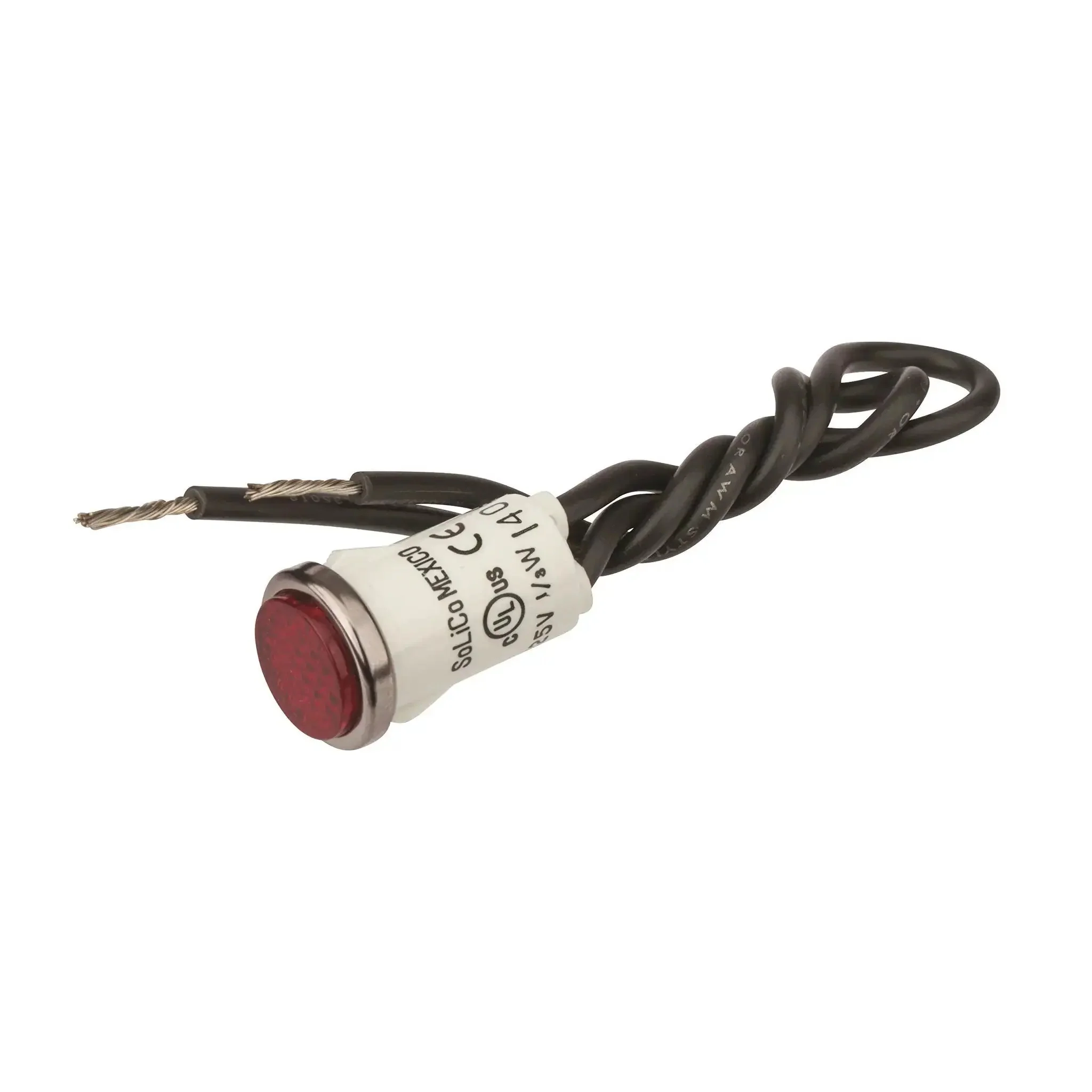 Red Round Indicator Light With Diamond Lens And Chrome Bezel, Press Fit Panel Mount, 0.5 Inch Cutout, 0.5 Inch Mounting Hole, Non Replacable Lamps, 125 Volt Neon Indicator Light For Electrical Panels - Image 2