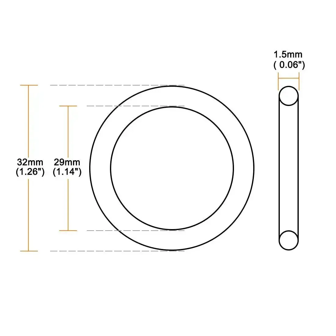 Red Silicone O Ring 32mm Outer Diameter 29mm Inner Diameter 1.5mm Cross Section VMQ Seal Gasket 50 Durometer Temperature Range From Minus 22F To 392F Pack Of 10 For Travel Mugs - Image 3