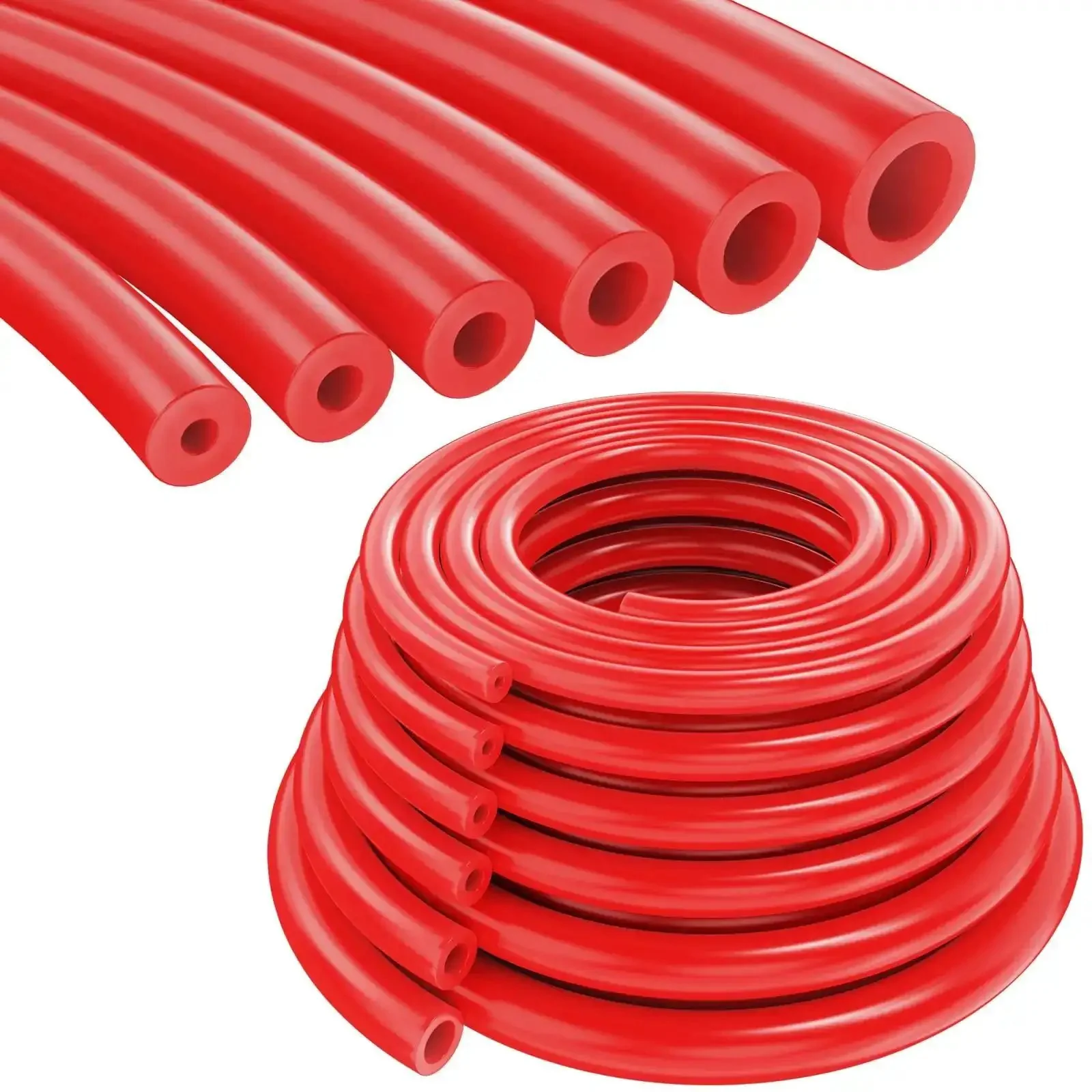 Red Silicone Vacuum Hose Kit 6 Piece Multi Size Tubing Set With One Eighth Inch To Three Eighths Inch For Auto Engine Air And Water Applications Durable Heat Resistant Flexible Rubber Hoses