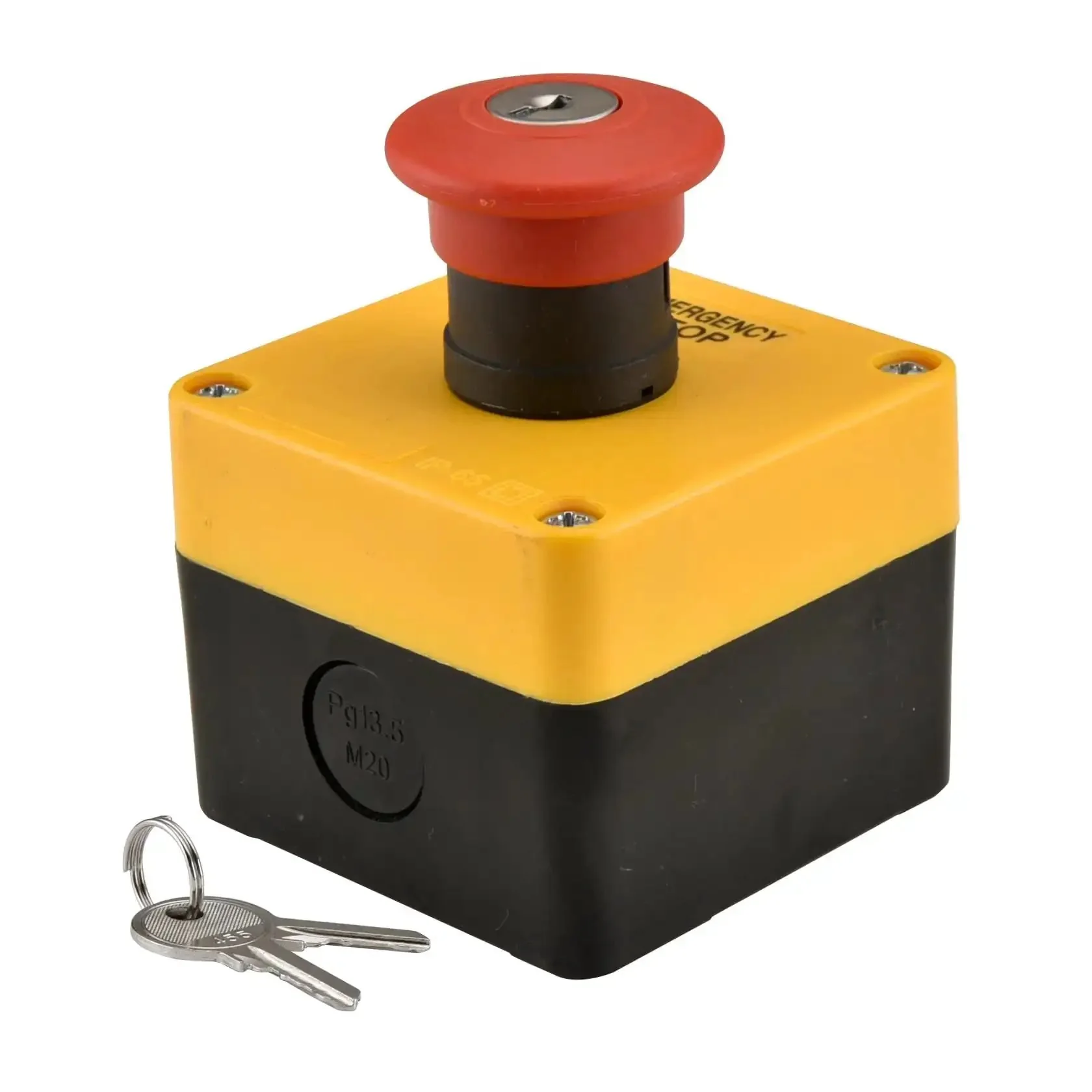 Red Weatherproof Emergency Stop Push Button Switch 660V 10A With Box And Key 1NO 1NC Heavy Duty Pro Grade Industrial Safety Stop Control For Machinery Quick Power Cutoff And Safe Shutdown - Image 3