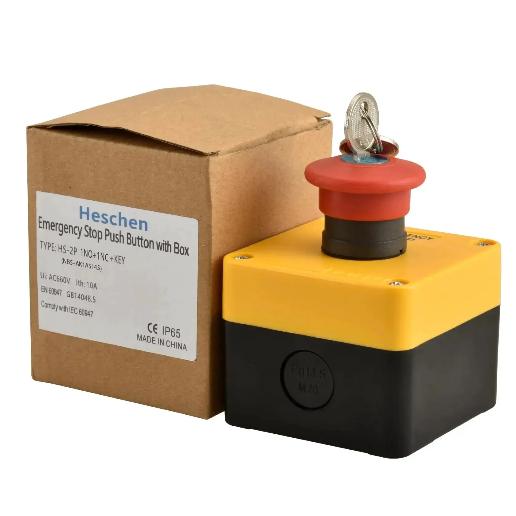 Red Weatherproof Emergency Stop Push Button Switch 660V 10A With Box And Key 1NO 1NC Heavy Duty Pro Grade Industrial Safety Stop Control For Machinery Quick Power Cutoff And Safe Shutdown - Image 4