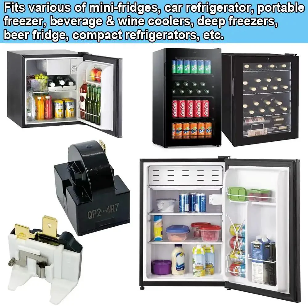 Refrigerator Starter PTC Start Relay 4.7 Ohm 1 Pin With 6750C0005P Overload Protector Replacement for LG and Vissani Mini Fridges Wine and Beer Coolers - Image 2
