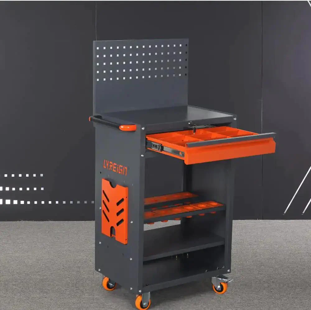 Removable CNC Tool Rack Cart With Dual Layer Steel Side Mount Storage For Short CNC Tool Holders Heavy Duty Tool Trolley Easy Access Hooks Upgraded Wide Side Panel For More Space
