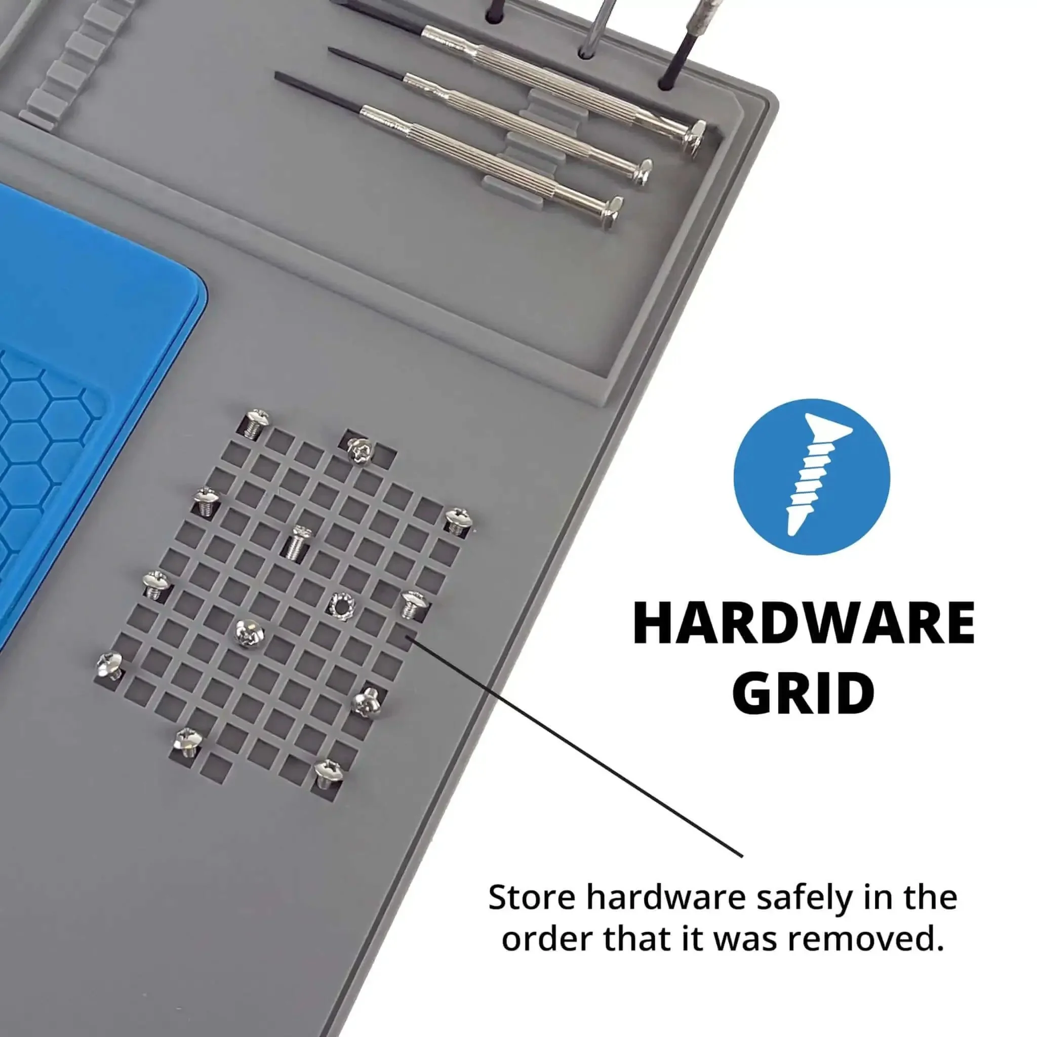 Removable Heat Resistant Silicone Soldering Mat With Magnetic Parts Tray, Hardware Grid And Electronic Project Organizers For DIY Electronics, Repair Tool Holders And Tidy Workstation - Image 4