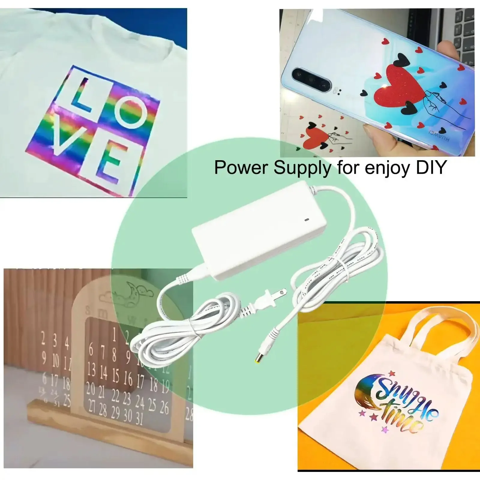 Replacement 24V DC Power Cord For Cricut Maker 3 Cutting Machine, 100-240V 50/60Hz Input, White Power Adapter Cable, Durable, Easy Install, Compatible With Cricut Maker 3 - Image 3