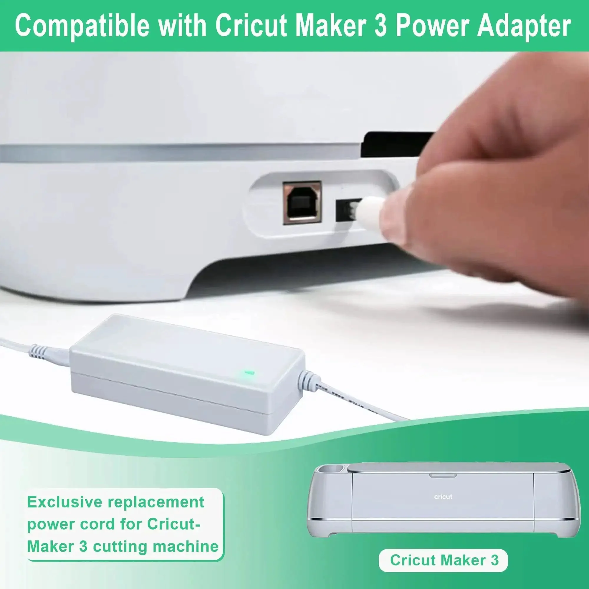Replacement 24V DC Power Cord For Cricut Maker 3 Cutting Machine, 100-240V 50/60Hz Input, White Power Adapter Cable, Durable, Easy Install, Compatible With Cricut Maker 3 - Image 5