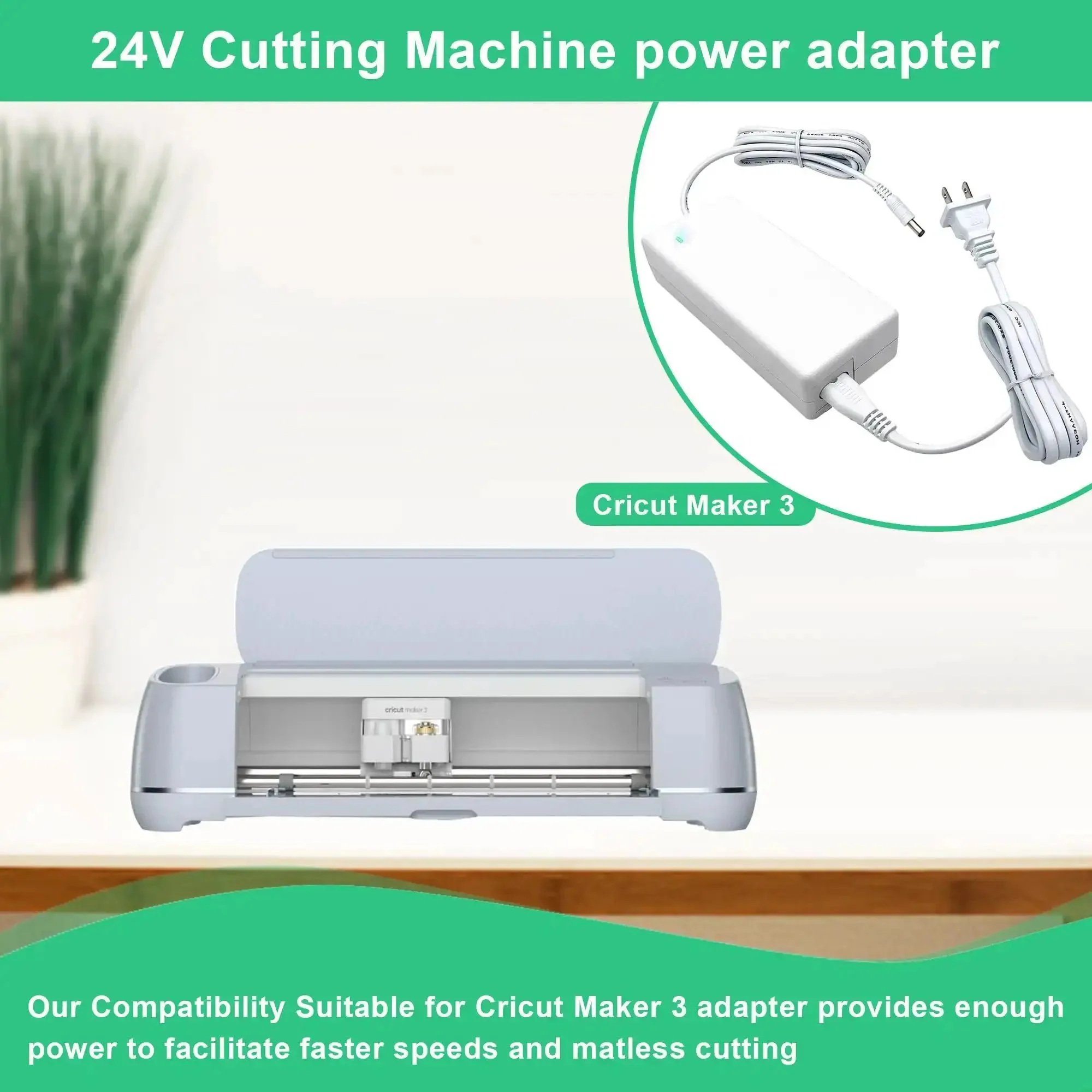 Replacement 24V DC Power Cord For Cricut Maker 3 Cutting Machine, 100-240V 50/60Hz Input, White Power Adapter Cable, Durable, Easy Install, Compatible With Cricut Maker 3 - Image 7