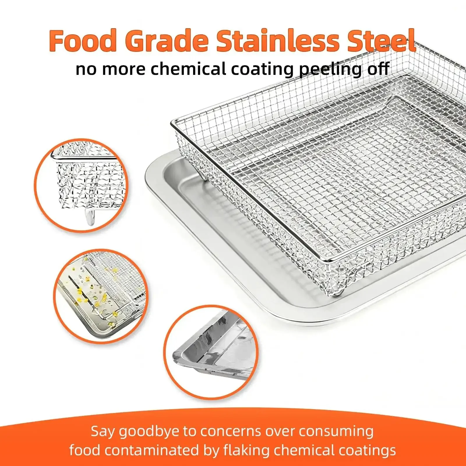 Replacement Air Fryer Tray For TOA 60 65 70 And Similar Sized Convection Toaster Ovens 12.4 By 11 Inches Stainless Steel Baking Sheet Pan And Mesh Wire Rack Basket Dishwasher Safe Kitchen Accessory - Image 10
