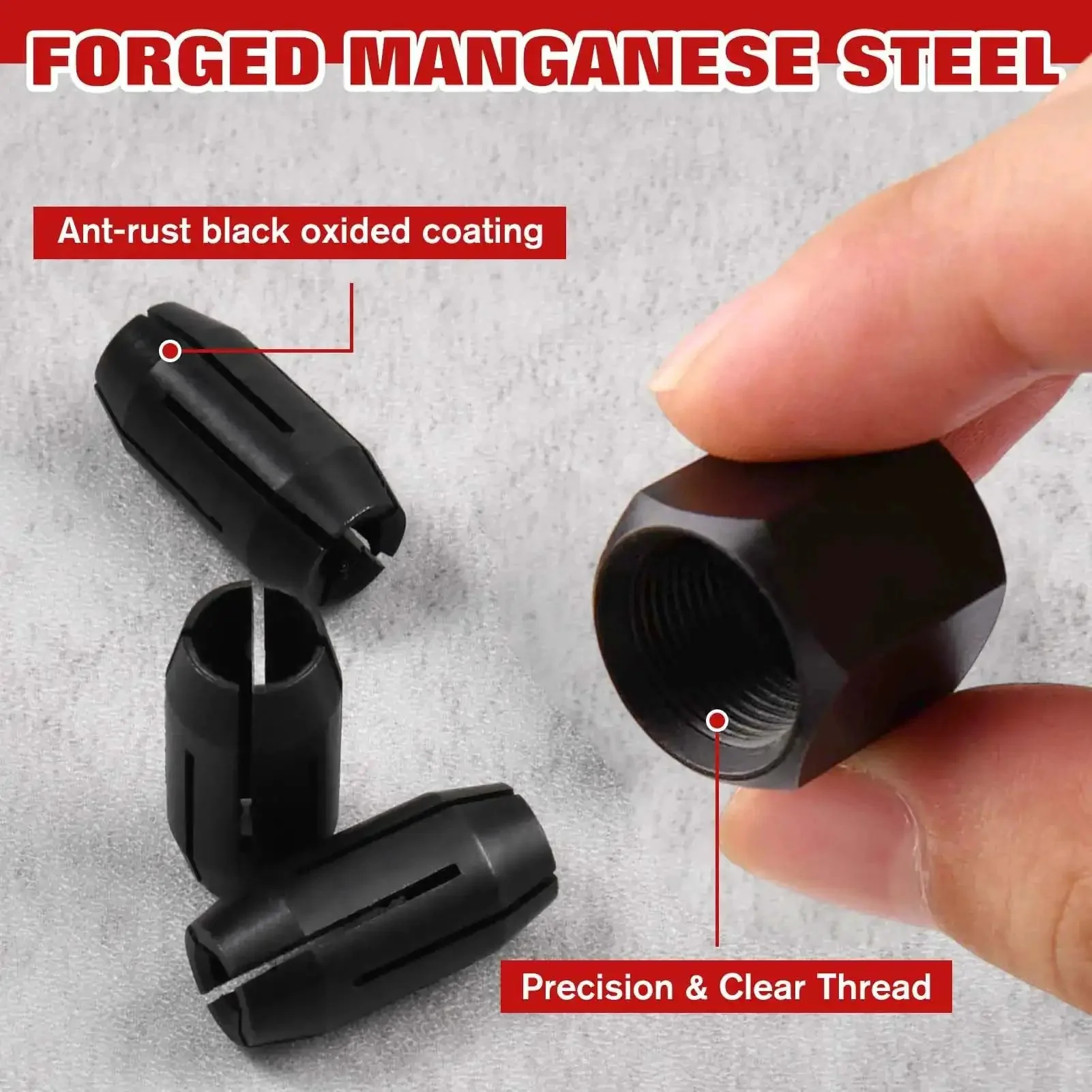 Replacement Collet And Nut Kit For CN1, 3 Pcs With 1/8 Inch, 5/32 Inch, 1/4 Inch Collets And 1 Nut In A Go-To Portable Storage Case, Heavy-Duty Manganese Steel Build, Compatible With Rotozip Spiral Saw Tools And Drywall Routers - Image 4