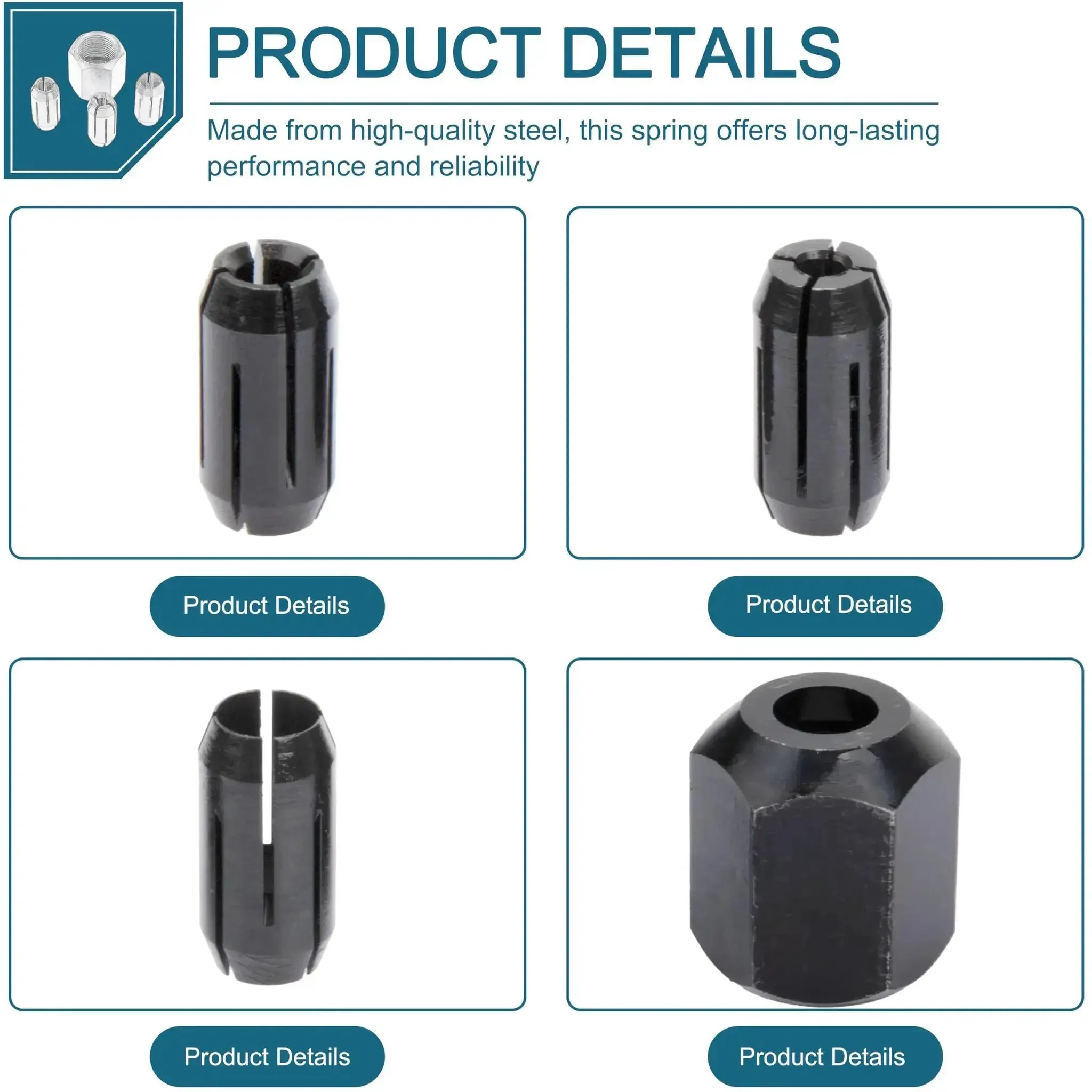 Replacement Collet And Nut Kit For RotoZip Spiral Saw Tools And Drywall Routers Includes One Eighth Inch Collet One Five Thirty Second Inch Collet And One Quarter Inch Collet With Nut - Image 5