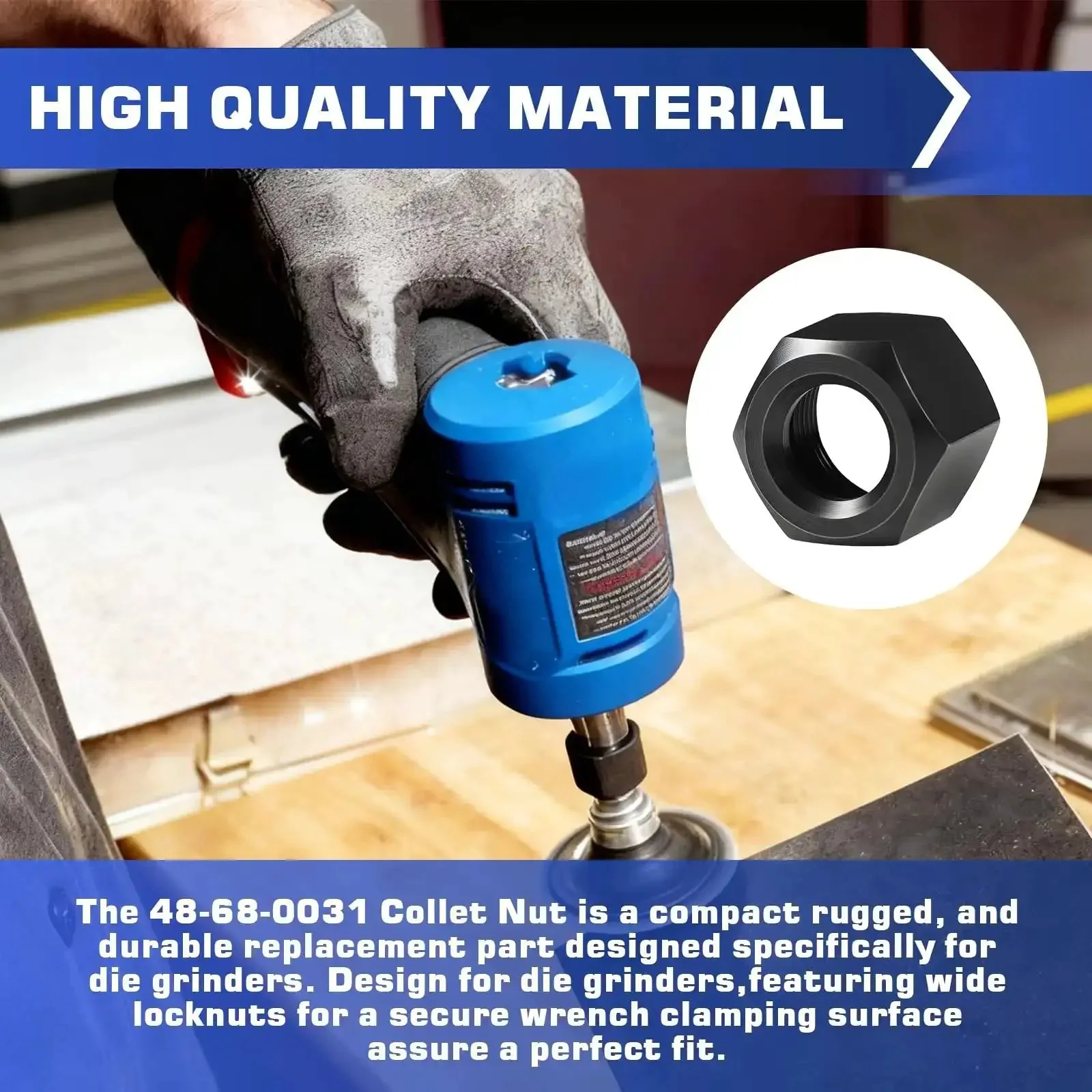 Replacement Collet Nut For Die Grinders One Quarter Inch Fits Milwaukee 2485 20 2486 20 2784 20 5192 5194 5196 And 2723 20 Compact Router Four Pack Beefed Up Durability - Image 2