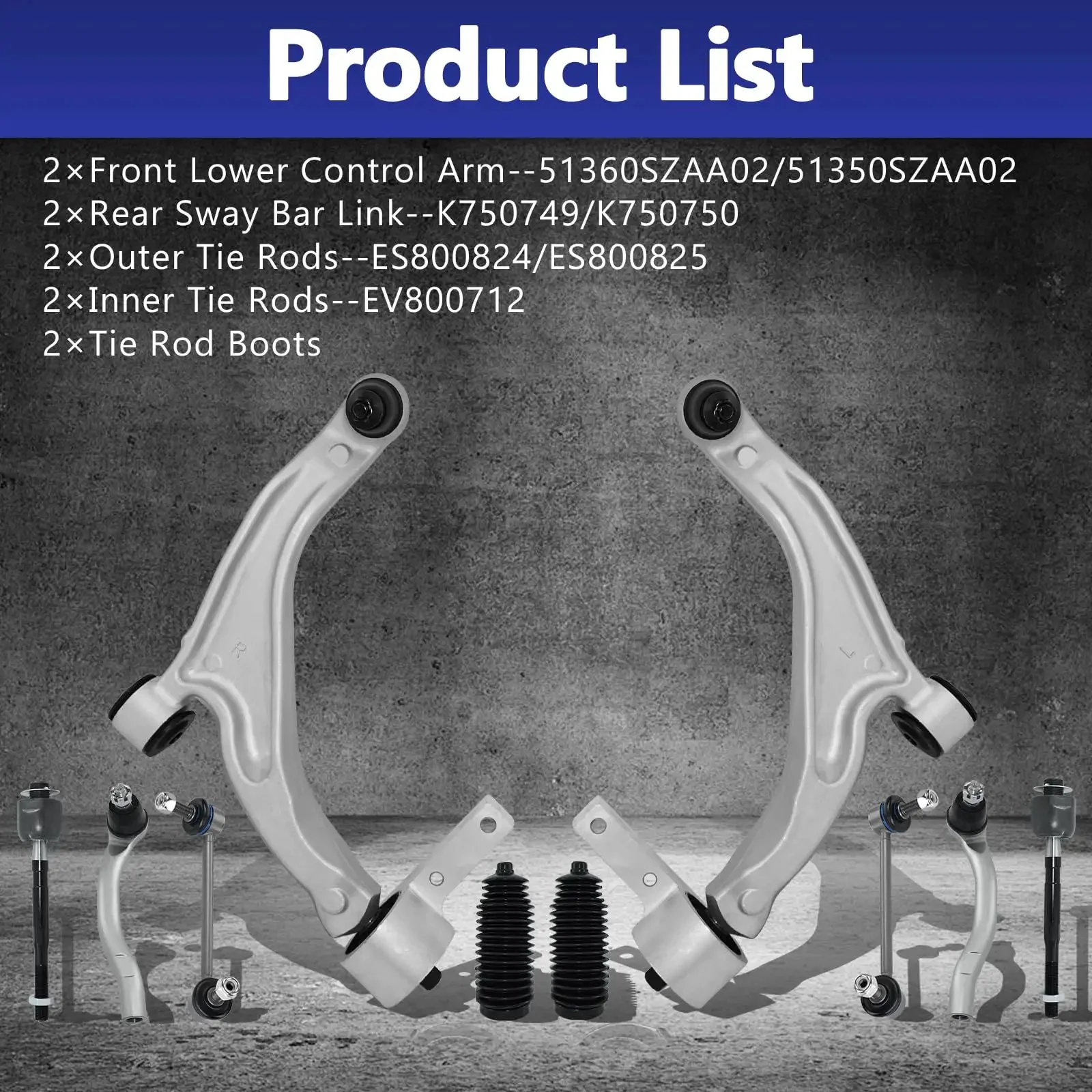 Replacement Control Arm Kit With Ball Joint Inner Outer Tie Rod Boots And Sway Bar Links For 2009 2015 Honda Pilot Beefed Up Suspension Upgrade For Better Handling And Ride - Image 2