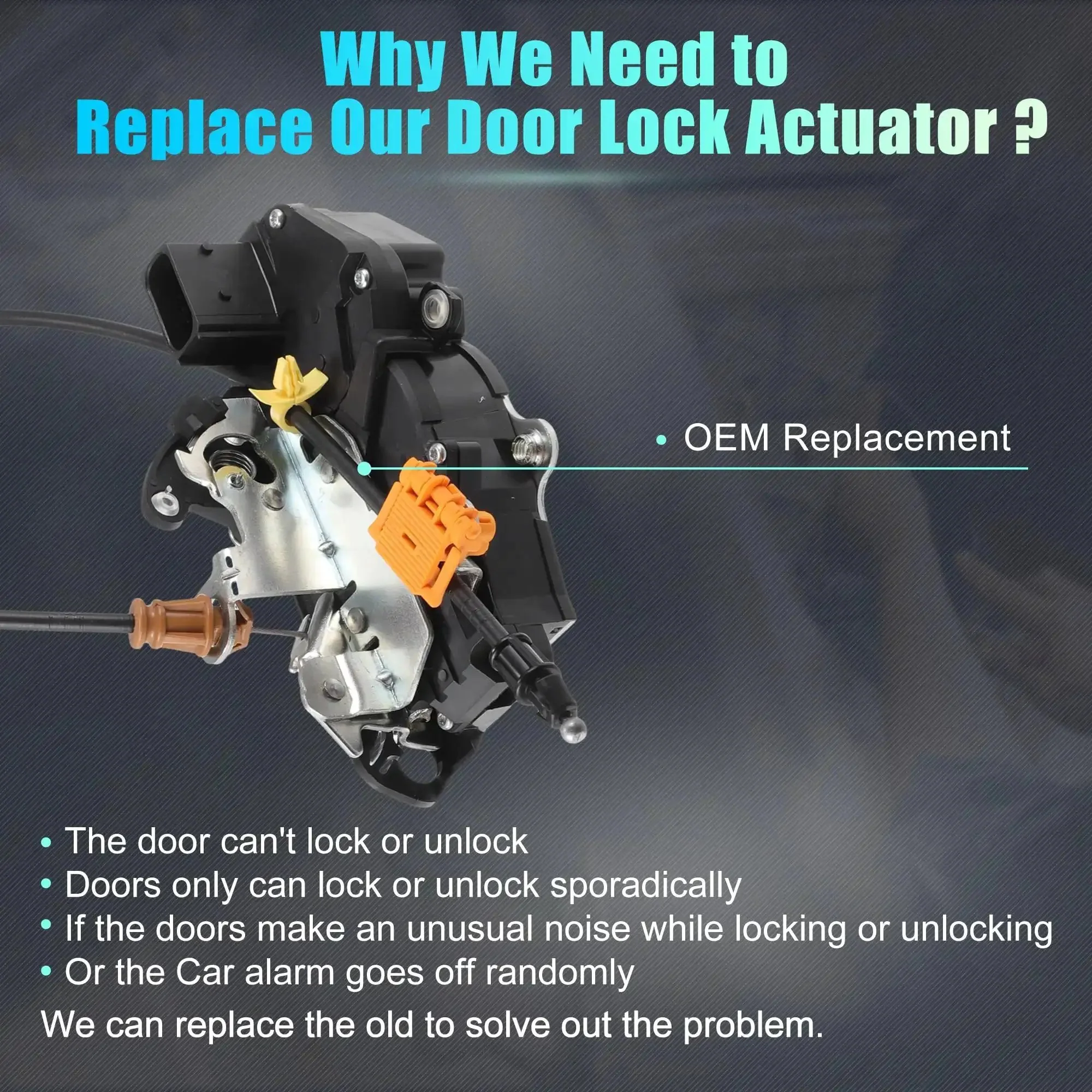Replacement Front Left Driver Side Power Door Lock Actuator Motor With Cable For Chevy Silverado 1500 2500 3500 2010 To 2013 And GMC Sierra Suburban 2010 To 2014 Door Latch Actuator OE Number 22862026 - Image 7
