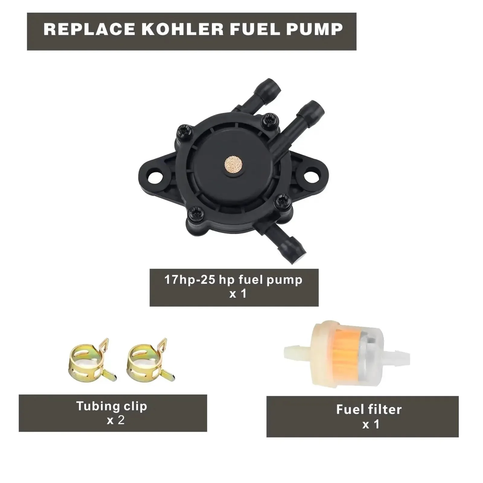 Replacement Fuel Pump Kit For Lawn Mowers And Garden Tractors Fits Briggs And Stratton 597338 808492 Kohler 17Hp To 27Hp Engines Kawasaki Cub Cadet Craftsman Gas Vacuum Pump Includes Vacuum Filter And Mounting Hoops - Image 6