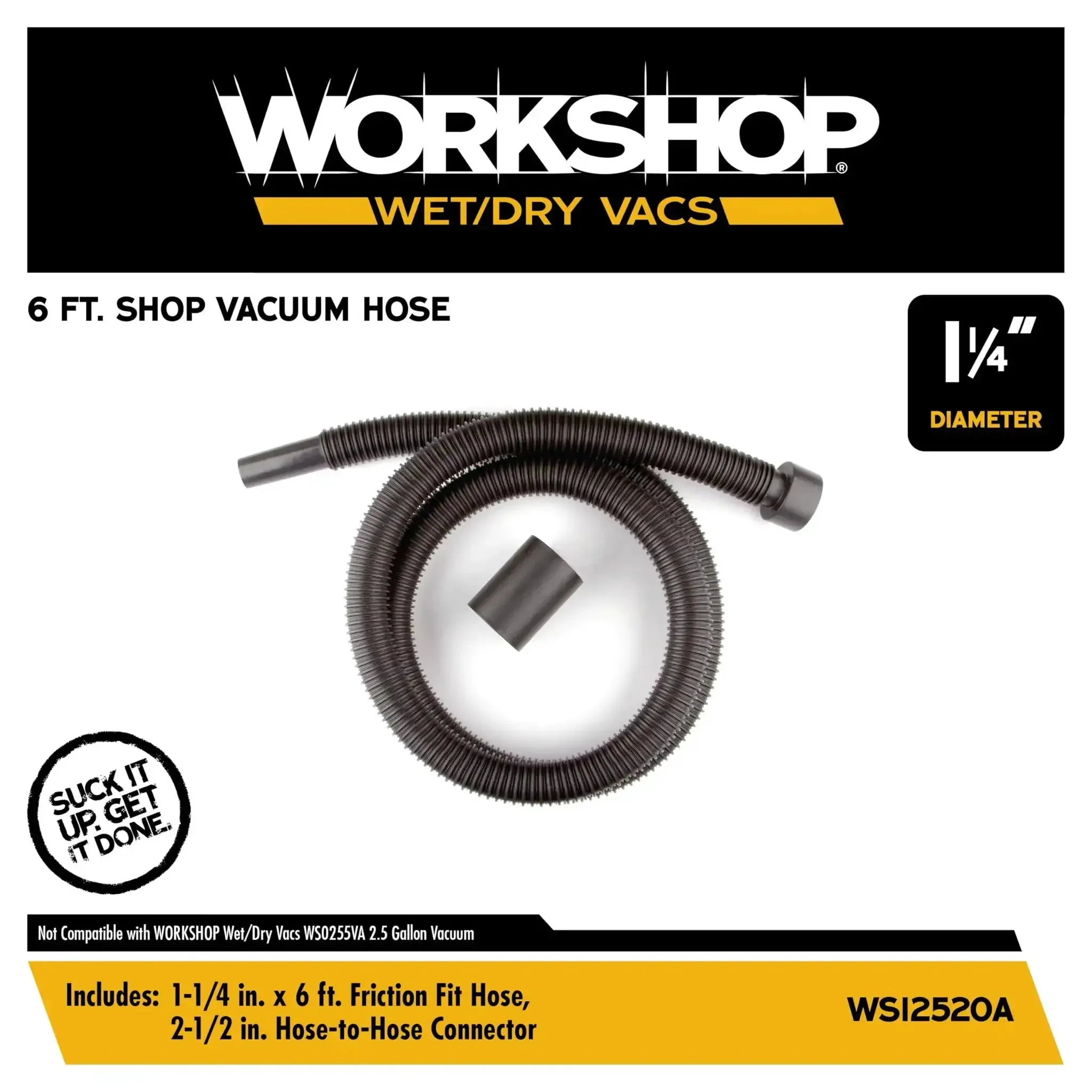 Replacement One And A Quarter Inch Six Foot Friction Fit Vacuum Hose For Wet Dry Shop Vacuums Flexible Accessory Compatible With Most Two And A Half Inch Inlets For Easy Reach In Tight Spaces - Image 9