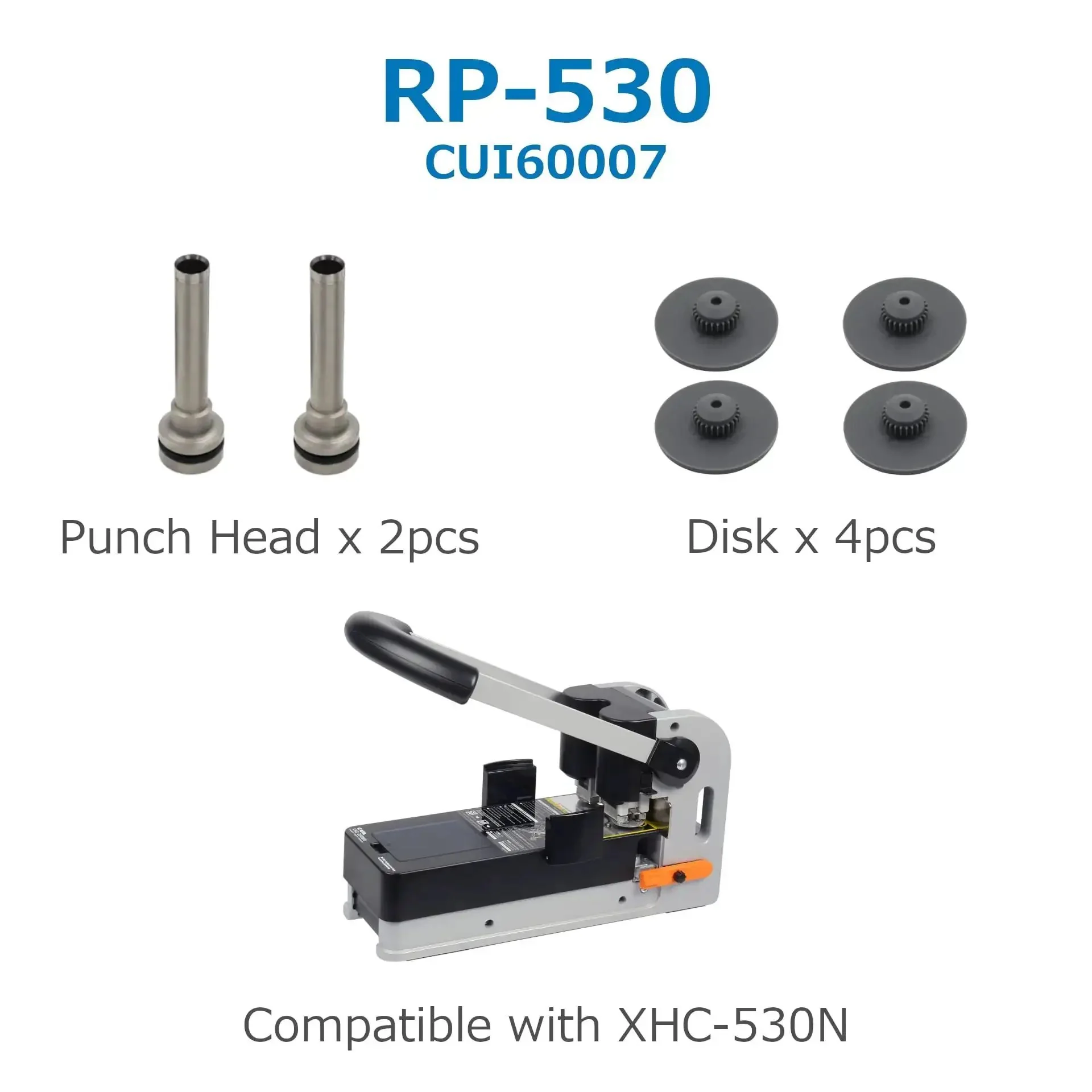 Replacement Punch Kit For Heavy Duty Two Hole Punches Includes Two Hardened Punch Heads Four Plastic Disks And One Quarter Inch Hole Capability Compatible With Model XHC 230 Built For Quick Durable Punching That Your Office Needs - Image 2