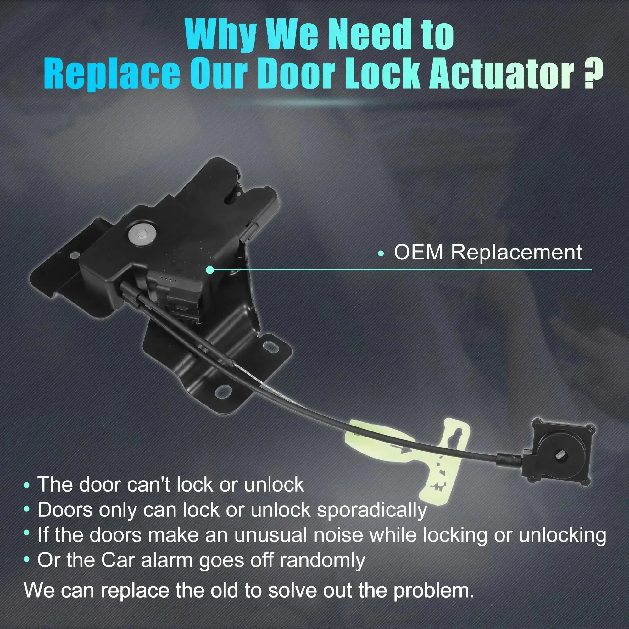 Replacement Rear Liftgate Door Lock Actuator With Cable For Lincoln Town Car 2008 2009 2010 2011 Direct Fit Plug And Play Tailgate Latch Assembly OE Quality No 8W1Z5443200A Black - Image 7
