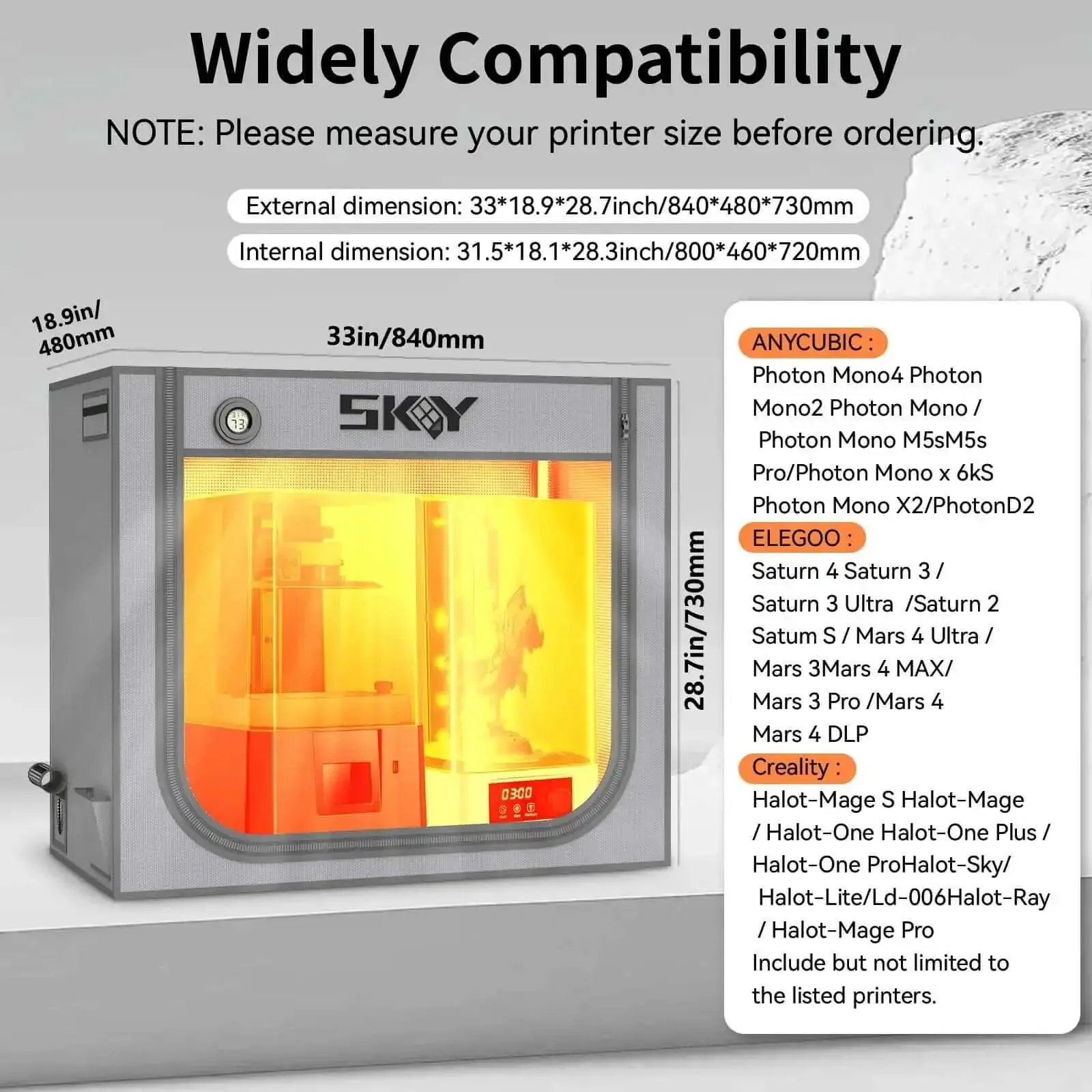 Resin 3D Printer Enclosure With Ventilation Kit And LED Light For Odor Control Dustproof And Noise Reduction Double Space Home Workshop Ready Enclosure Fits Two LCD Resin UV Printers Up To 33 x 18.9 x 28.7 Inches - Image 2