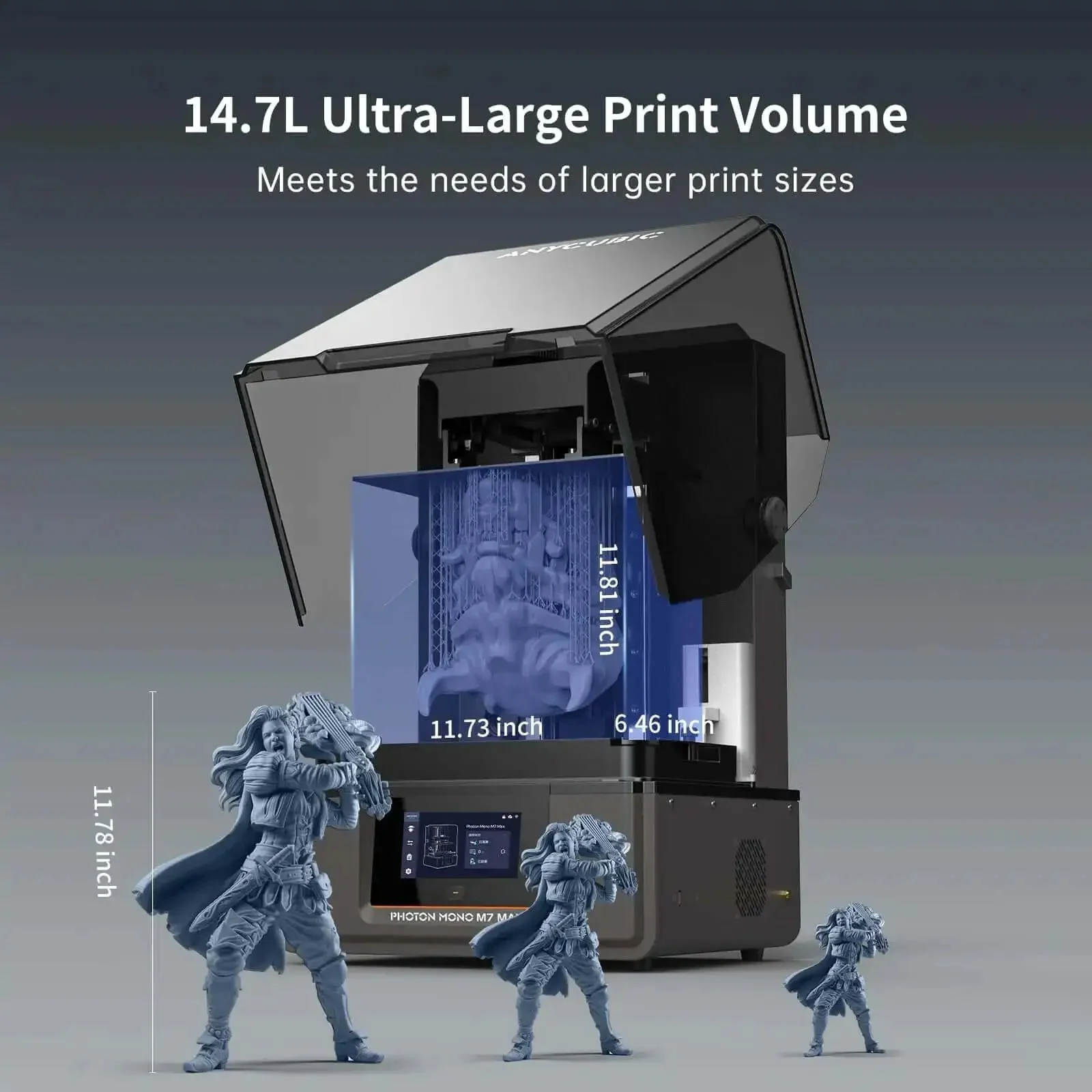 Resin 3D Printer With 13.6 Inch 7K Mono LCD Screen, Crazy Detailed Finish And Temperature Control, Big 11.73 x 6.46 x 11.81 Inch Build Volume, Fast Printing, High Precision, Anti Aliasing, Ideal For Miniatures And Pro Projects - Image 7