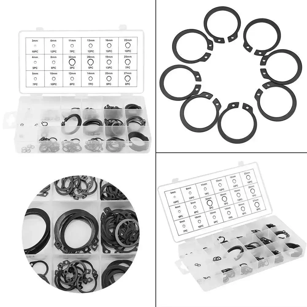 Retaining Ring Circlip Kit With 18 Sizes And 150 Pieces Boxed Set For Easy Secure Snap Installations And Long Lasting Metal Wear Resistant Performance - Image 4