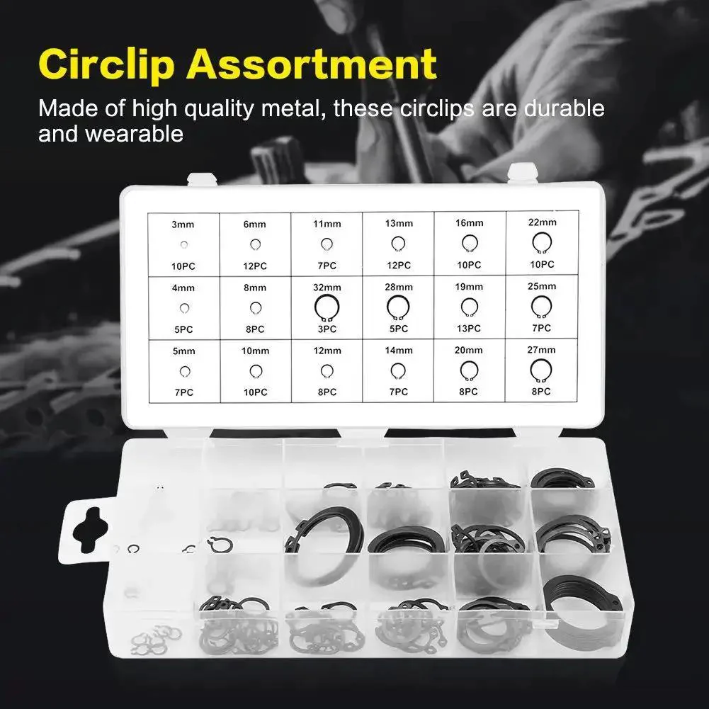 Retaining Ring Circlip Kit With 18 Sizes And 150 Pieces Boxed Set For Easy Secure Snap Installations And Long Lasting Metal Wear Resistant Performance - Image 6