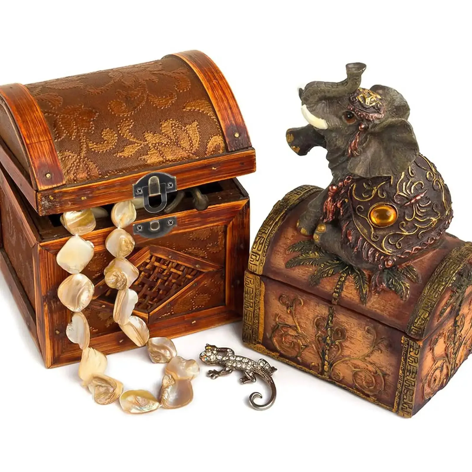 Retro Bronze Box Hinges And Latch Kit With Screws For Jewelry Boxes And Small Cabinets, DIY Craft Set With Two Antique Hasp Latches, Four Small Rectangular Hinges, And 24 Matching Screws For Easy Repair - Image 4