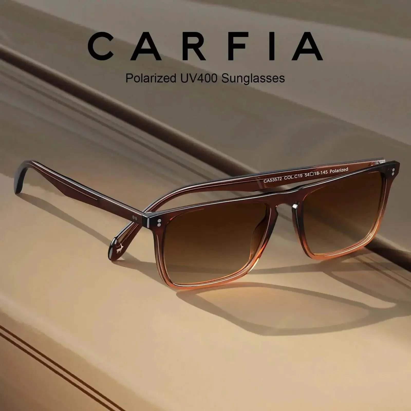 Retro Polarized Sunglasses For Men With UV Protection Dope Hand Crafted Acetate Frame Classic Rectangular Style Fashionable Cool Sun Glasses Crystal Coffee - Image 4
