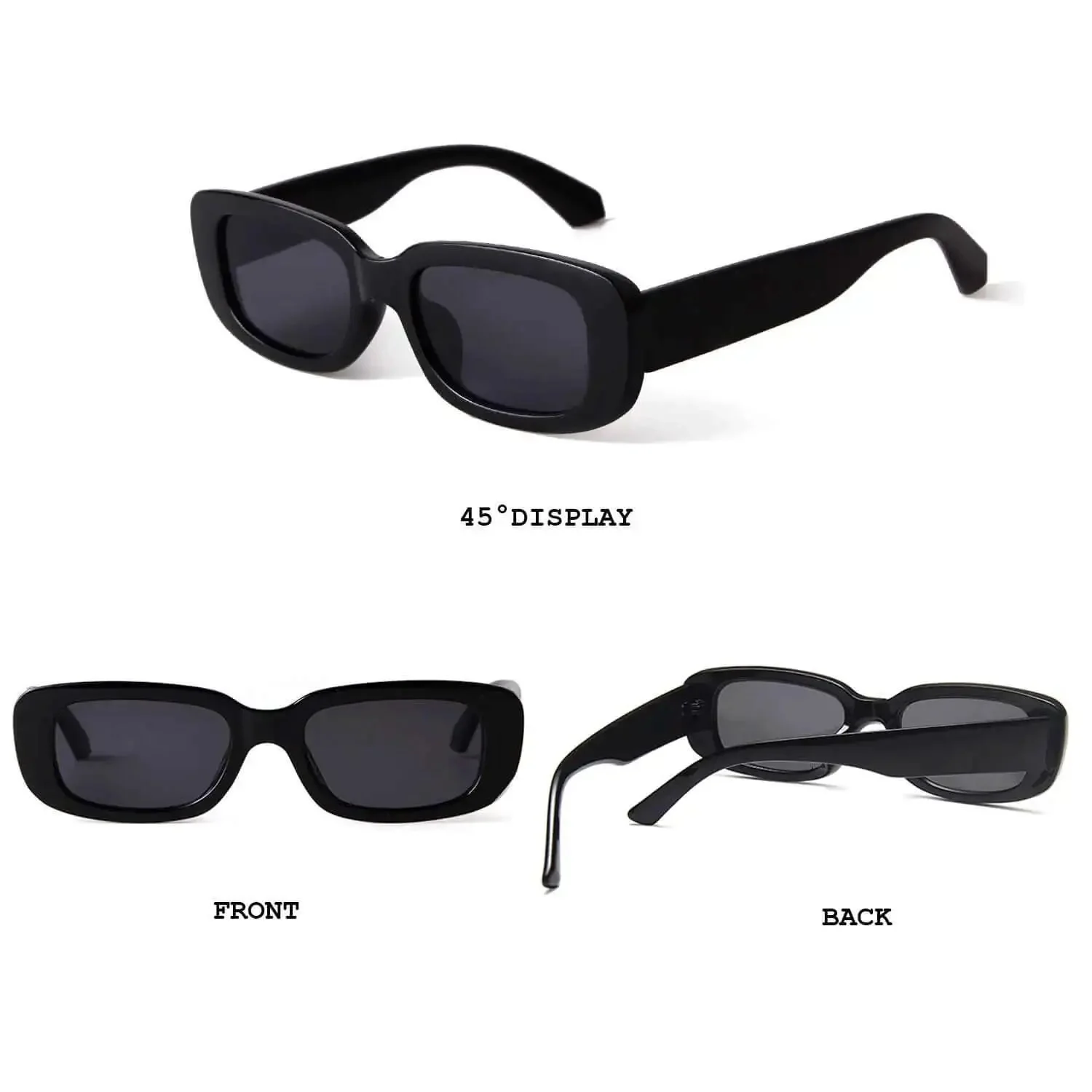 Retro Rectangle Sunglasses For Women Narrow Square Frame Driving Style UV400 Protection Black And Leopard Vintage 90s Fashion Glasses Lightweight Plastic Frame - Image 5