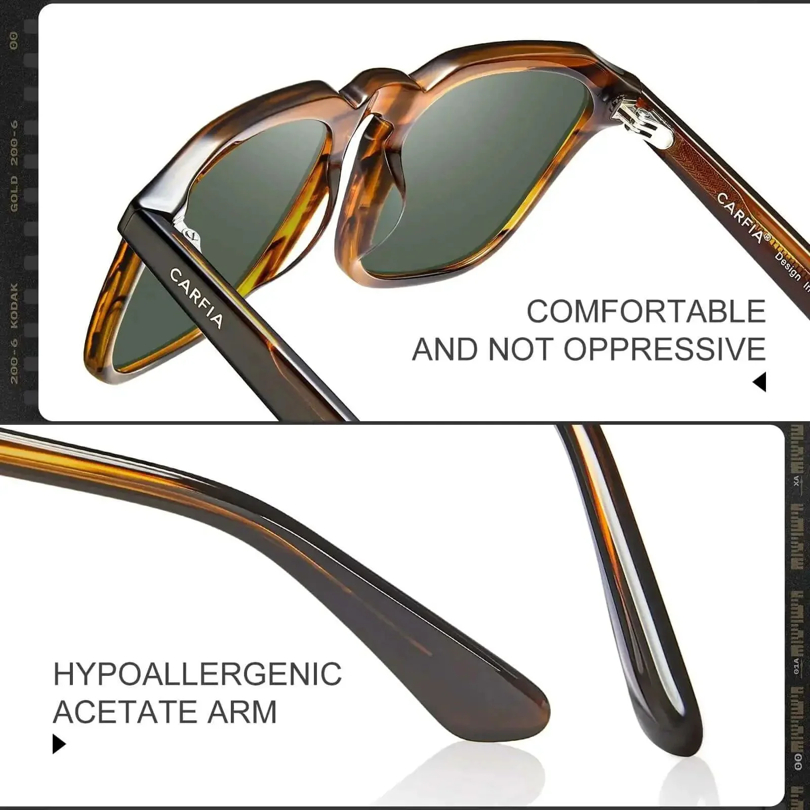 Retro Sunglasses For Men With Polarized UV400 Protection Handcrafted Acetate 60s Style Square Cool Sun Glasses For Everyday Wear And Outdoor Adventures For Urban Lifestyles And Weekend Getaways - Image 3