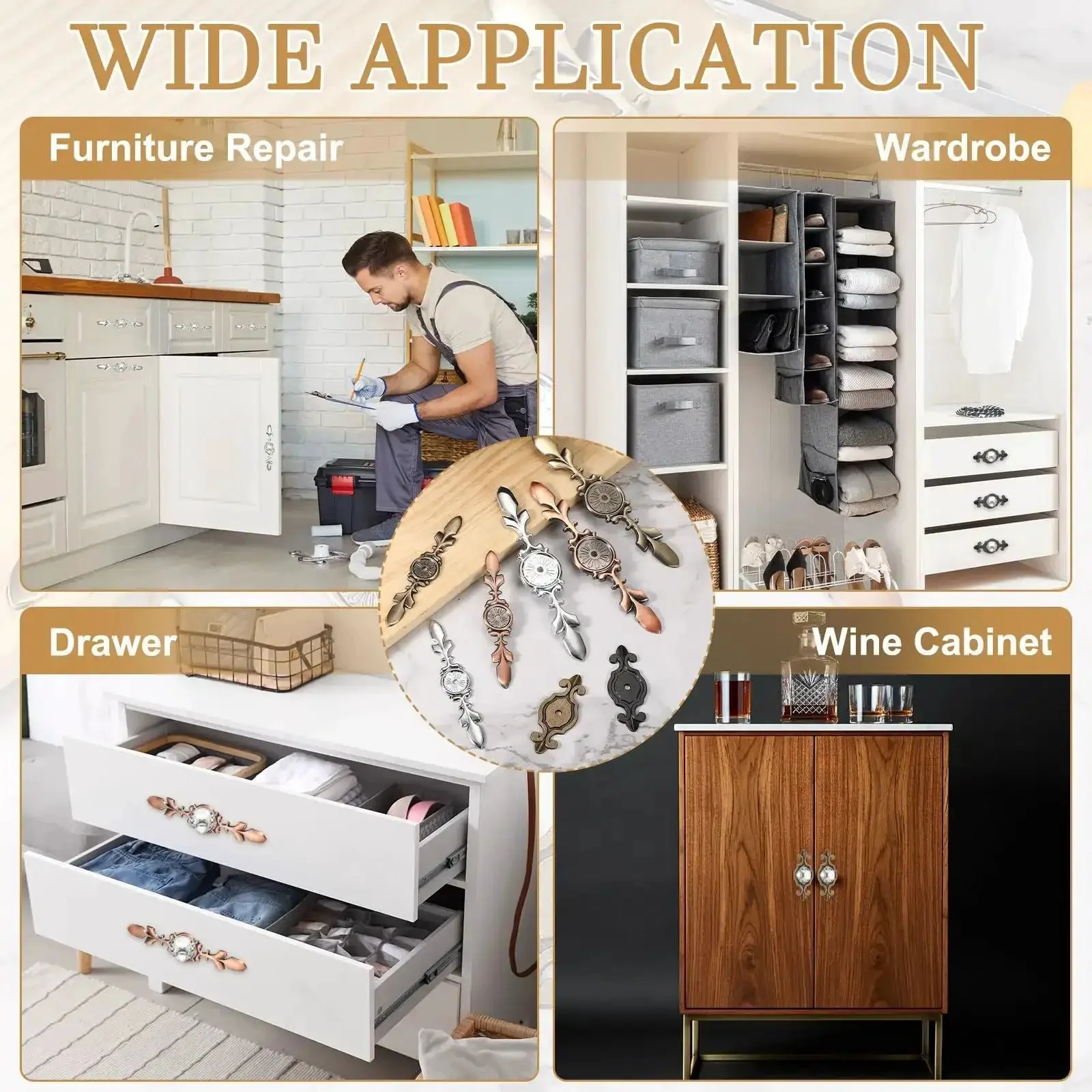 Retro Vintage Cabinet Backplates Set For Wardrobes And Dressers, Zinc Alloy Back Plate With 3/16 Inch Hole, 6 9/16 Inch Length, Durable Silver Finish, Boss Upgrade For Cupboards And Closets - Image 2
