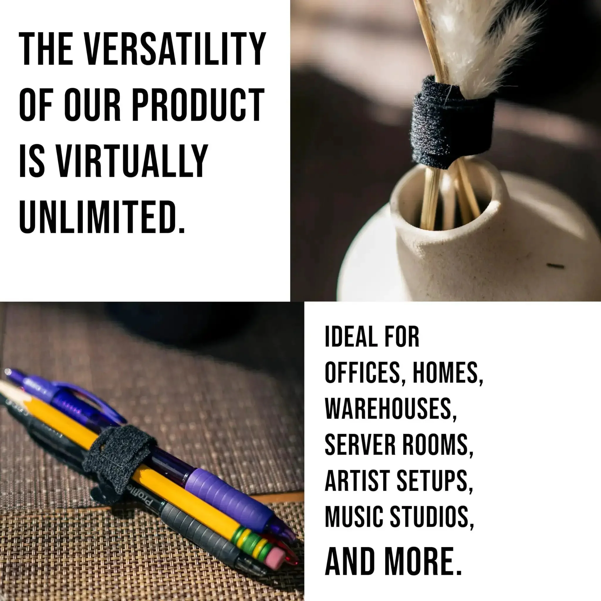 Reusable 6 Inch Hook and Loop Cable Ties for Cable Management No Fuss Adjustable Cord Straps for Home Office Electronics Wire Organization Eco Friendly Multipurpose Ties That Reuse Hundreds of Times - Image 2