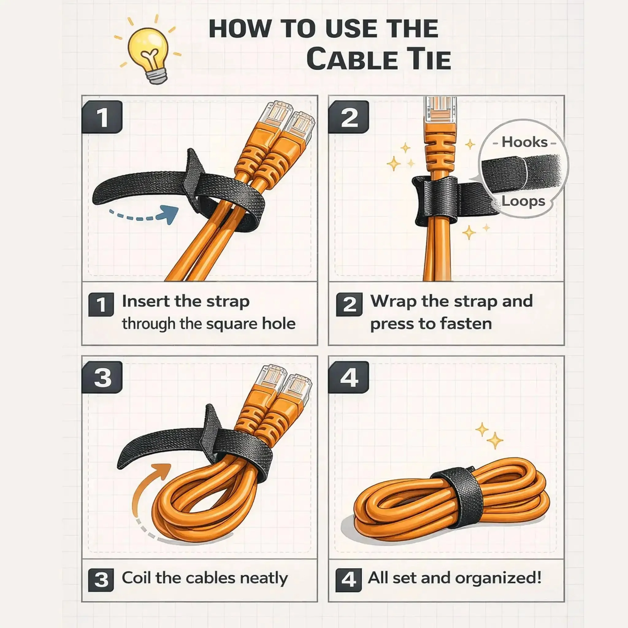 Reusable 6 Inch Hook and Loop Cable Ties for Cable Management No Fuss Adjustable Cord Straps for Home Office Electronics Wire Organization Eco Friendly Multipurpose Ties That Reuse Hundreds of Times - Image 3