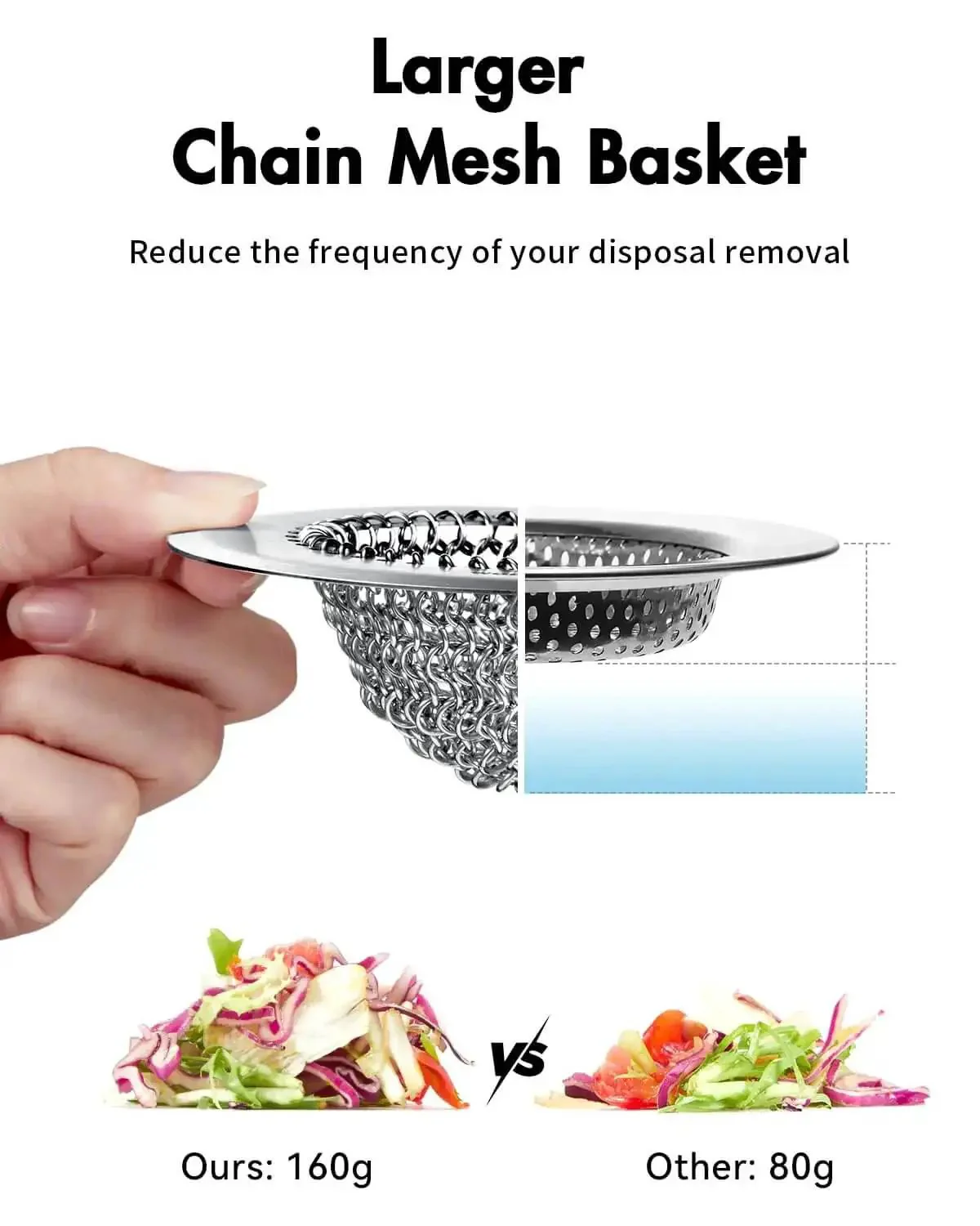 Reversible Chain Mesh Sink Strainer For Effortless Clean Up And Debris Catcher Large Capacity No Clog 304 Stainless Steel Rust Proof Handmade Kitchen Accessory That Makes Cleanup A Breeze - Image 6