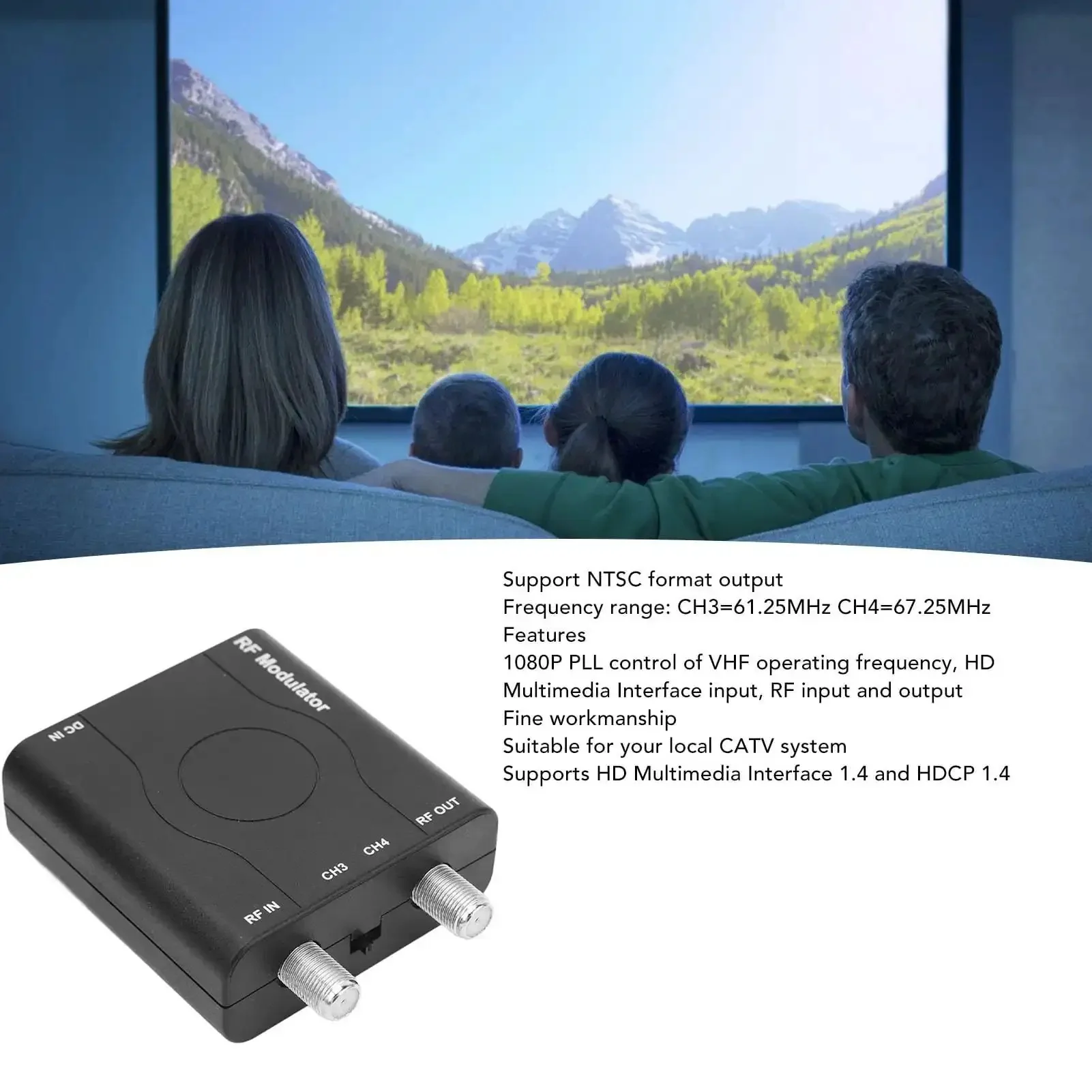 RF Modulator Adapter With HDMI Input For NTSC Output And 1080P PLL Controlled VHF Modulation Coaxial Converter For Old School TVs Supports CH3 And CH4 Frequencies HDMI 1.4 Ready - Image 8