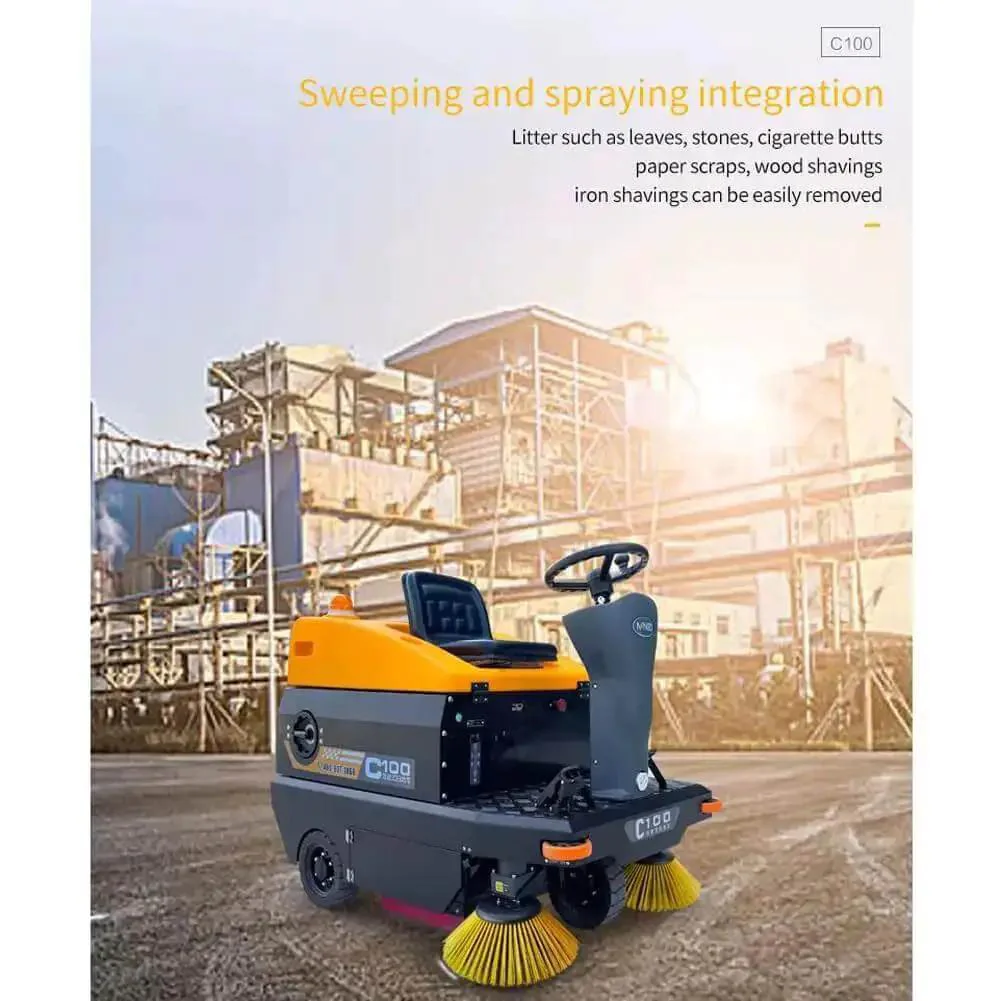 Ride On Industrial Floor Sweeper With 24 Gallon Dustbin And 65000 Sqft Per Hour Cleaning Power, Heavy Duty Shop Floor Cleaner, Smart Adjustable Main Brush, Three Large Solid Tires, Hydraulic Disc Brakes, Powerful Vacuum - Image 5