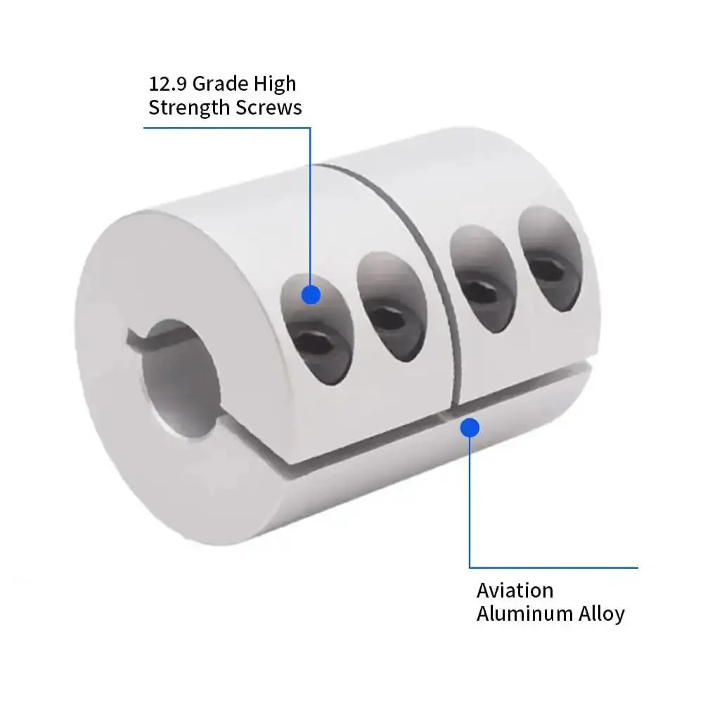 Rigid Clamp On Motor Shaft Coupling 32mm Diameter 45mm Length 15mm To 15mm Bore Aluminum Alloy Shaft Connector For 3D Printer CNC Machine And Servo Motor Easy Install Lightweight Heavy Duty Anti Corrosive High Speed Drive - Image 6