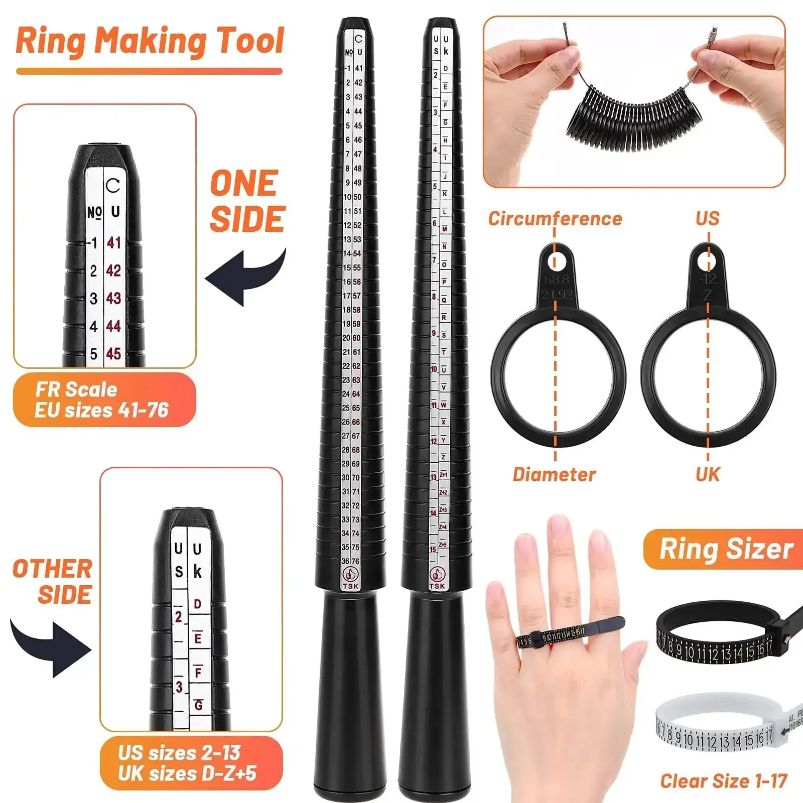Ring Making Kit With Wire Wrapping Tools And Ring Sizers, Jewelry Craft Supplies Bundle Including Wire, Findings, Pliers, Caliper, Awl, Beading String, Needles, Tweezers, Jump Ring Opener, Tape Measure, Zip Pouch - Image 7