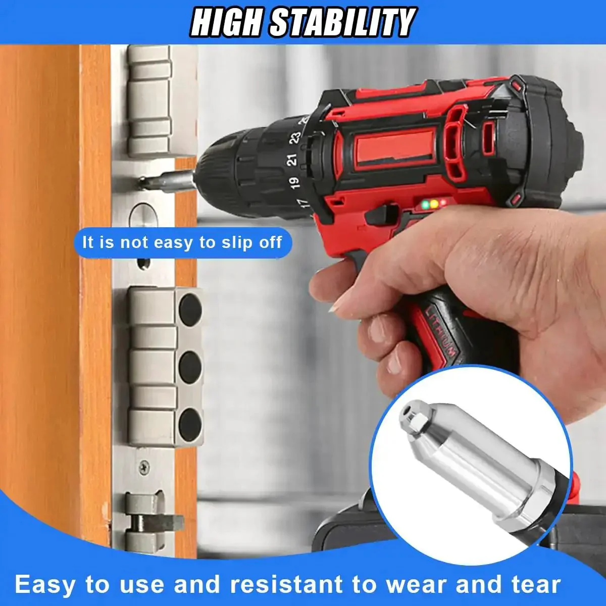 Rivet Drill Adapter Kit For Cordless Drills With Four Rivet Heads 2.4mm 3.2mm 4.0mm 4.8mm Aluminum Alloy Attachment, Easy Quick Change, Rivet Gun Accessory For DIY Projects, Versatile Nut Tool - Image 3