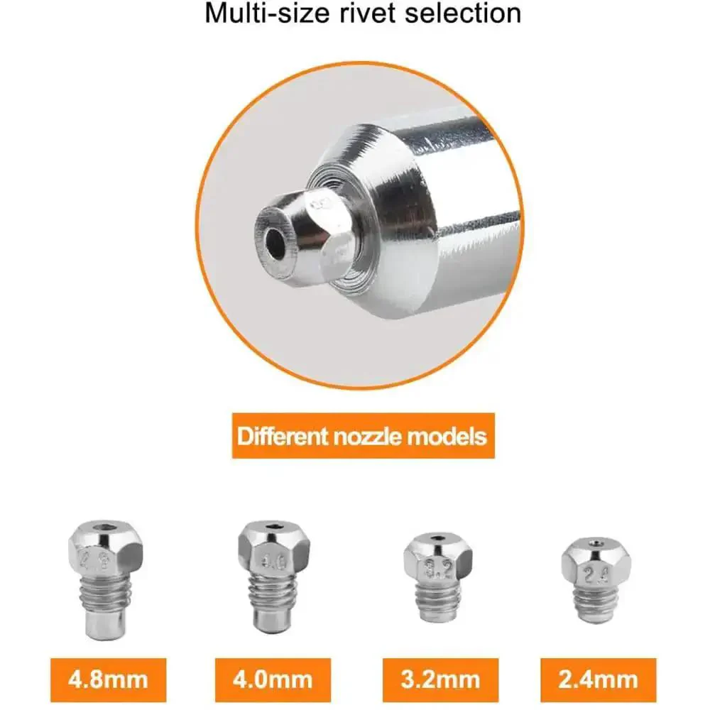 Rivet Gun Adapter Kit With Handle Grip Riveter Drill Attachment For Cordless Electric Drills Fast Riveting Tool With Insert Nut Durable Alloy Steel Gun Head Three Claw Clamp For Heavy Duty Wear Resistant Labor Saving Operation - Image 3