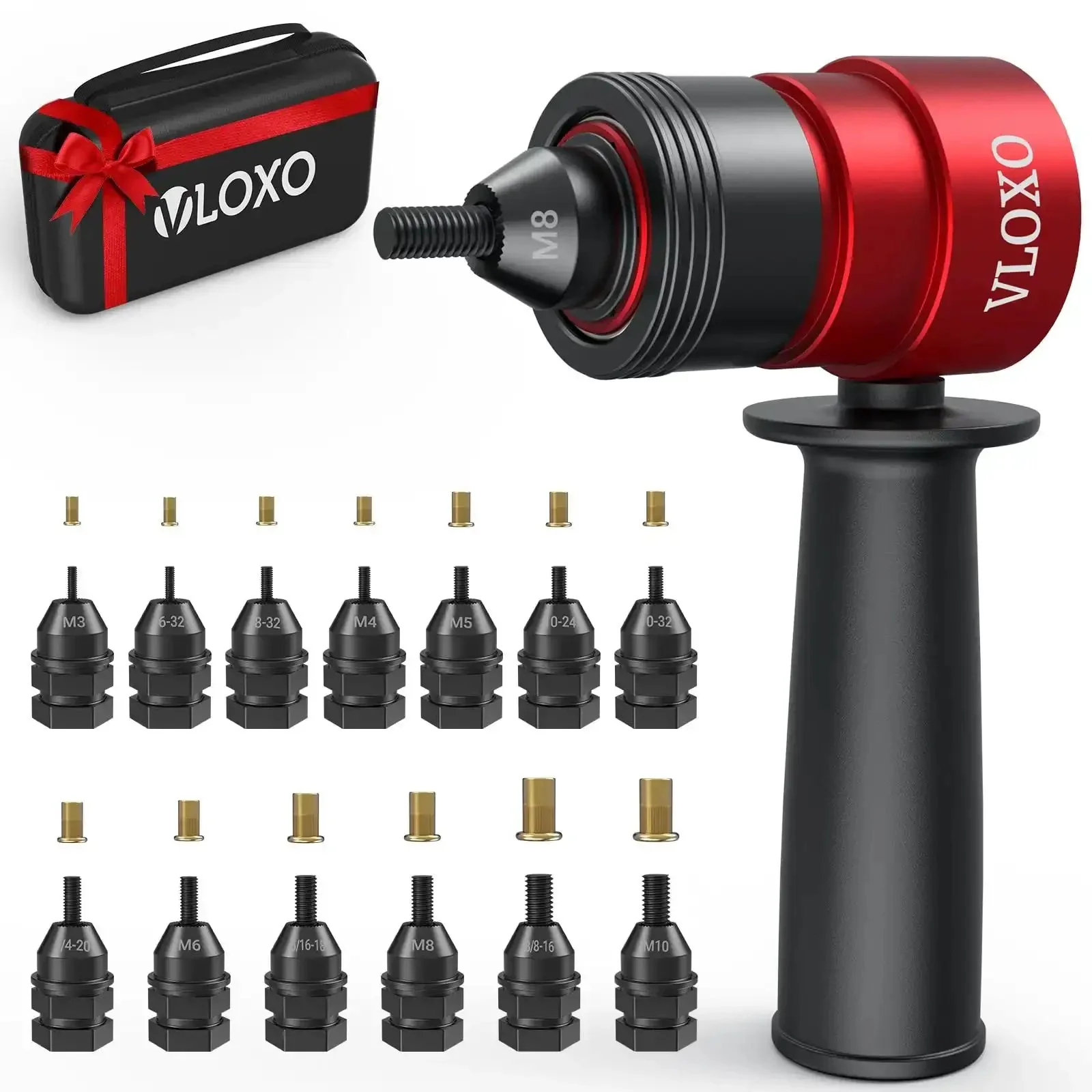 Rivet Nut Drill Adapter Kit For Electric Drills, Upgraded Pro Rivet Gun Set With 13 Iron Heads And 245Pcs Rivnuts, Case Included, Turns Any Drill Into A Heavy Duty Nut Riveter For Fast, Reliable Hardware Projects