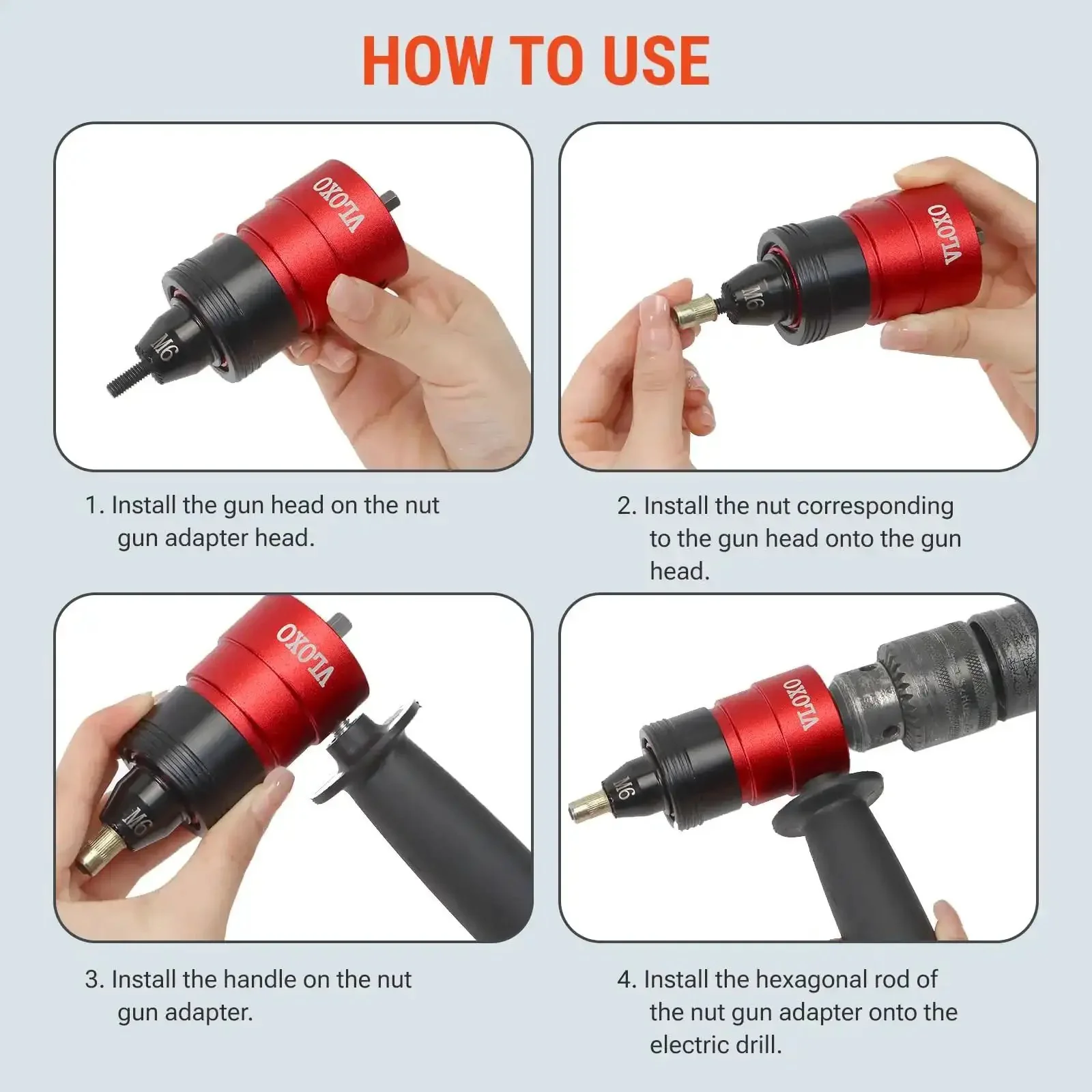Rivet Nut Drill Adapter Kit For Electric Drills, Upgraded Pro Rivet Gun Set With 13 Iron Heads And 245Pcs Rivnuts, Case Included, Turns Any Drill Into A Heavy Duty Nut Riveter For Fast, Reliable Hardware Projects - Image 4