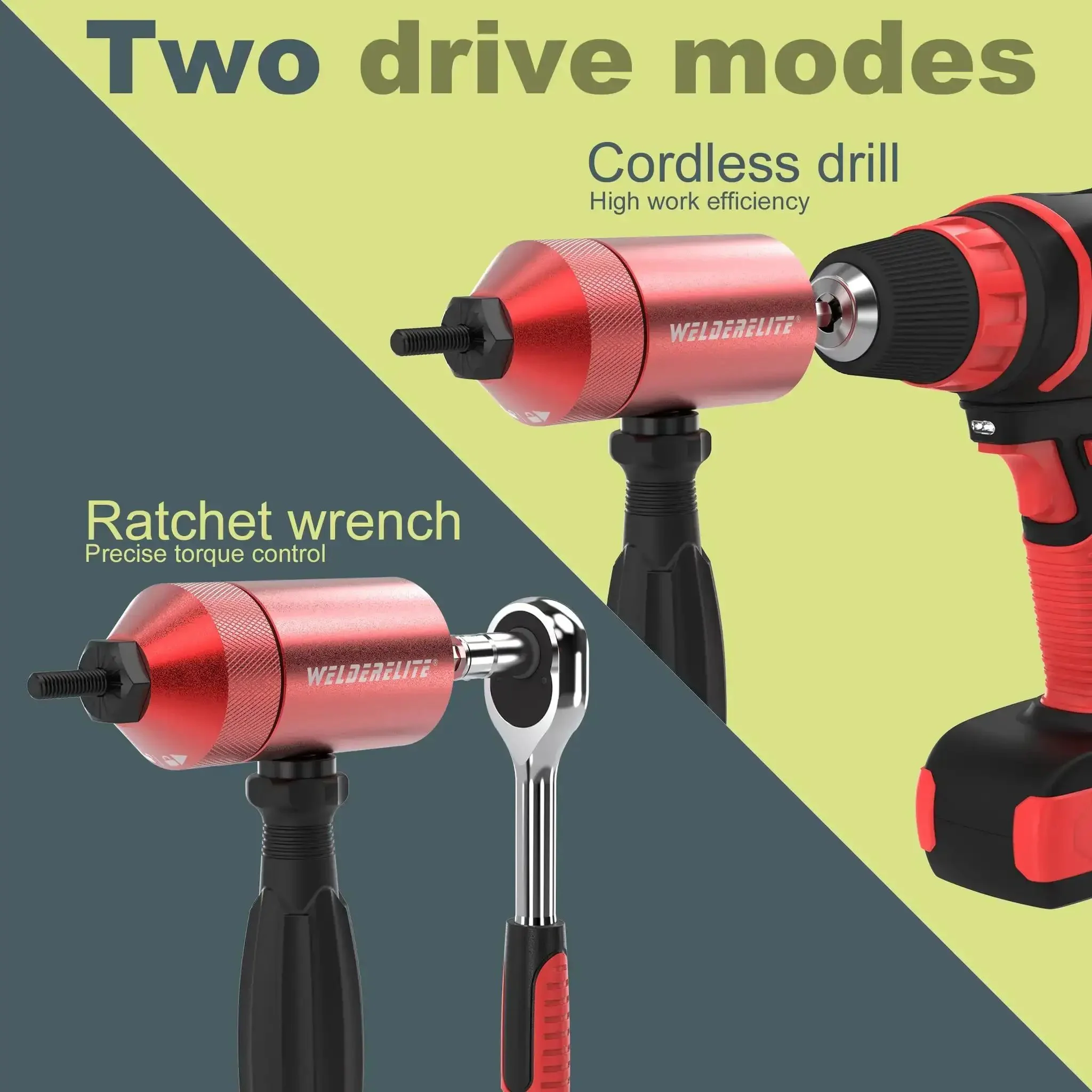 Rivet Nut Drill Adapter Kit With Dual Drive Modes Drill Or Ratchet For Fast Nutsert Installations Includes 270 Nuts And 36 Mandrels Red Finish Easy Cordless Drill Compatibility And Precise Torque Control - Image 6