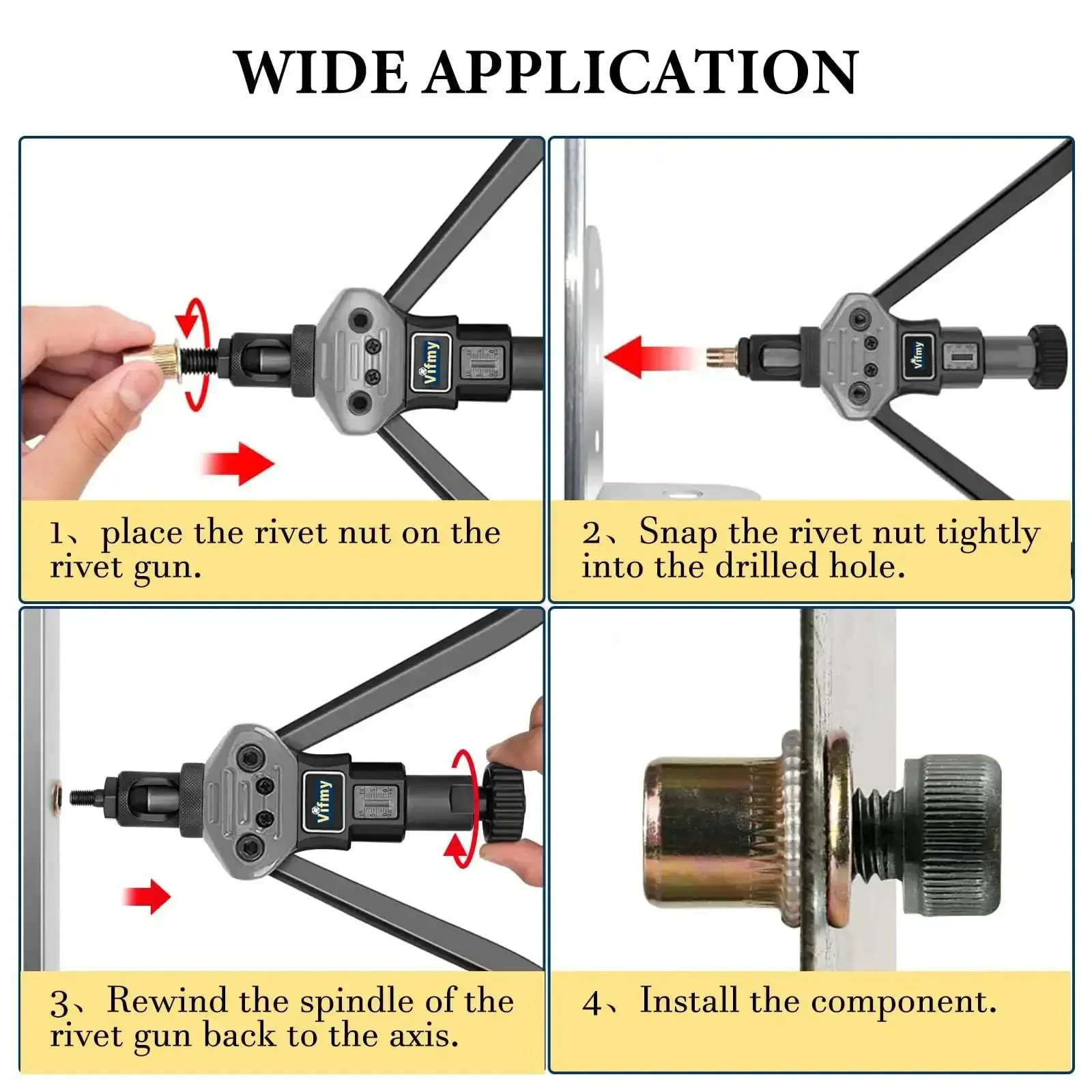Rivet Nut Kit 240 Pcs Dope Six Size Set With 6-32 8-32 10-24 1/4-20 5/16-18 3/8-16 UNC Zinc Plated Carbon Steel Nutserts For DIY Projects Auto Repair And Heavy Duty Fastening - Image 5