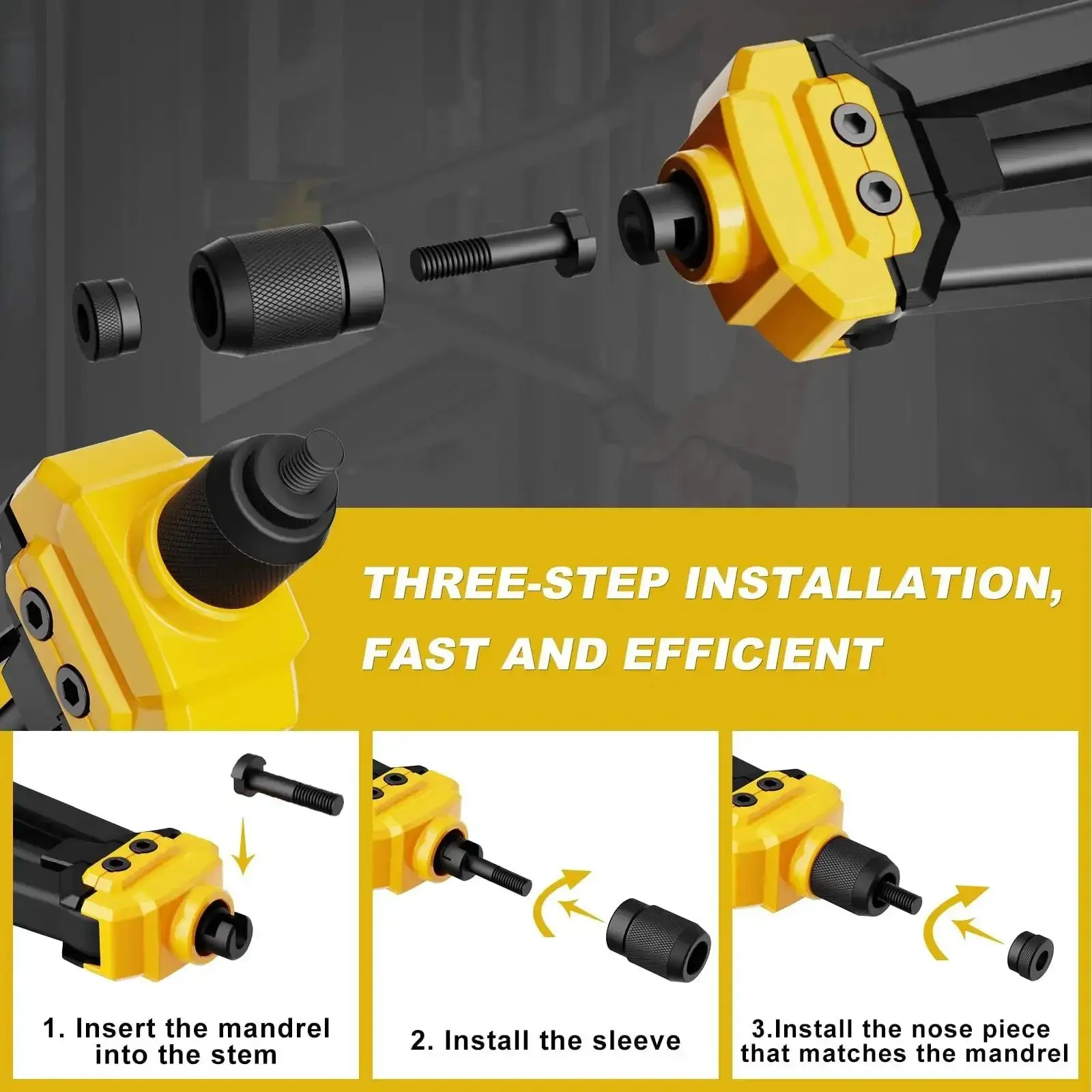 Rivet Nut Tool Kit With 140 Rivet Nuts And 14 Mandrels Metric And SAE, 16 Inch Long Hand Riveter Set In Durable Blow Molded Case For Faster Easier Installations And Pro Grade Performance - Image 7