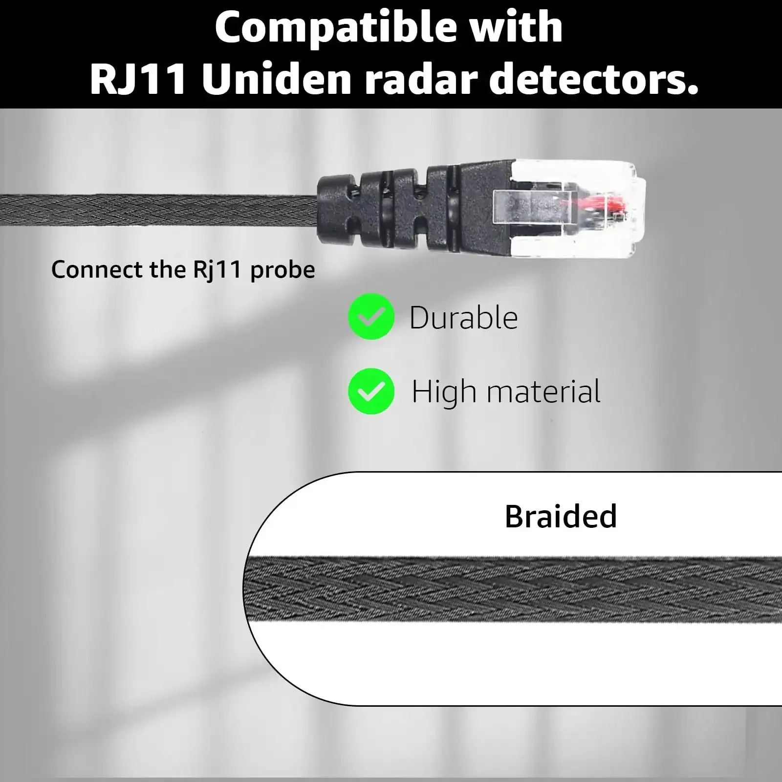RJ11 Replacement Mirror Wire Power Cord For Uniden Radar Detectors, 1 Piece, Fits DFR7 R4 R3 R7 R8 Models, Quick Charge Car Cable For Rearview Mirror Detectors, Durable Harness Plug - Image 3