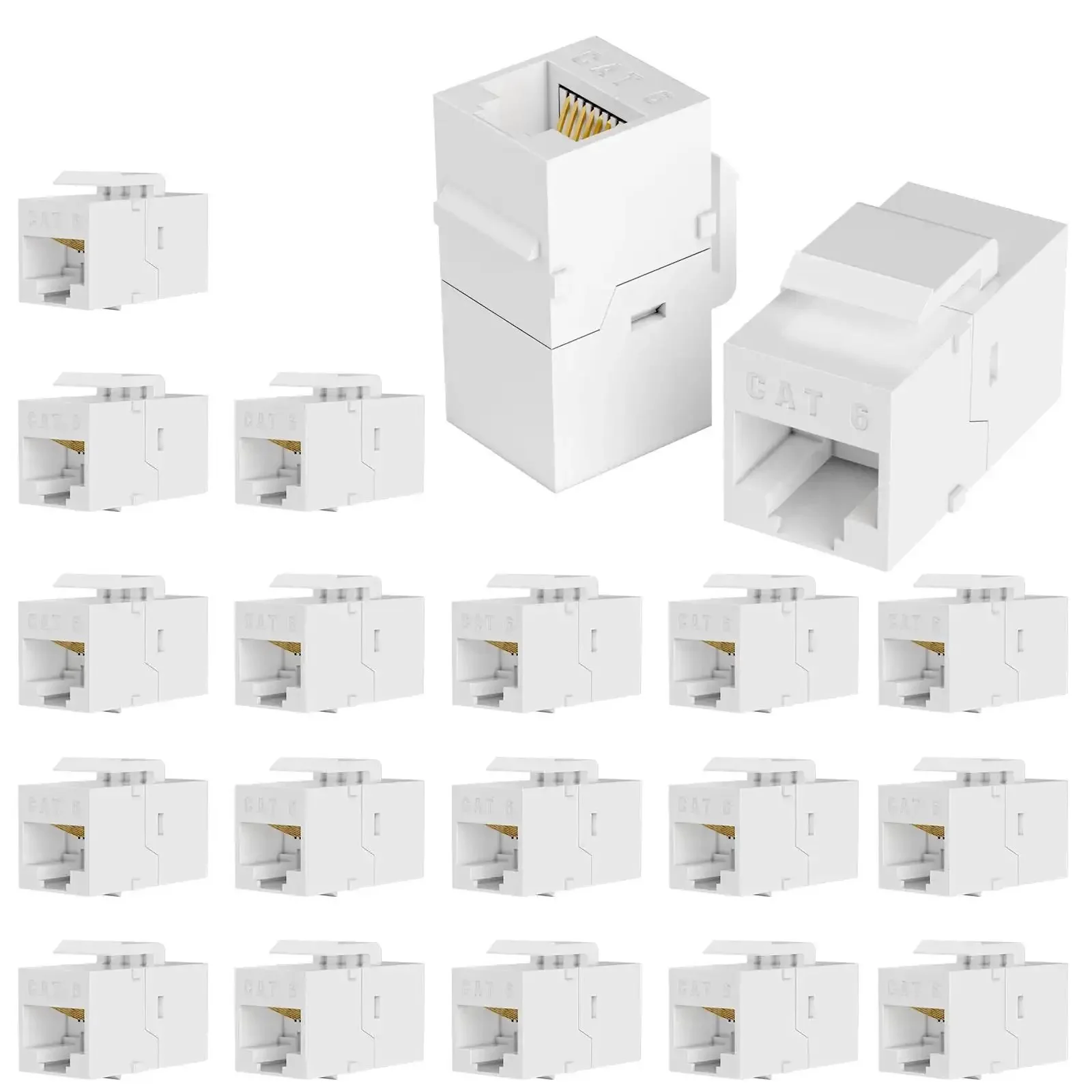 RJ45 Female To Female Ethernet Coupler Kit For Wall Plates And Patch Panels Cat6 Cat5e Cat5 Inline Keystone Jacks 20 Pack No Tools Needed Easy Plug And Play Network Extension For Home Or Office